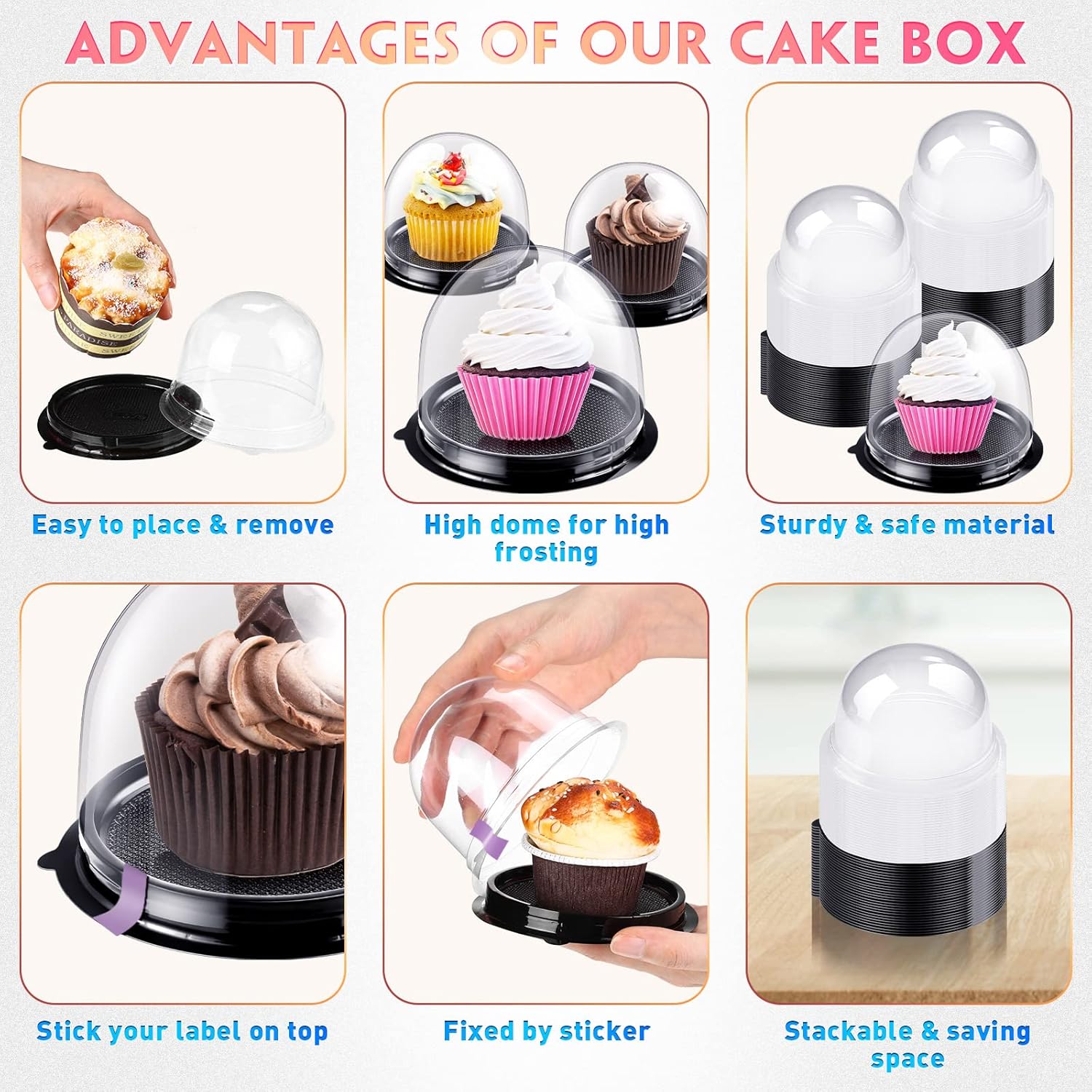 Mini Dessert Cupcake Dome & Base 10pack