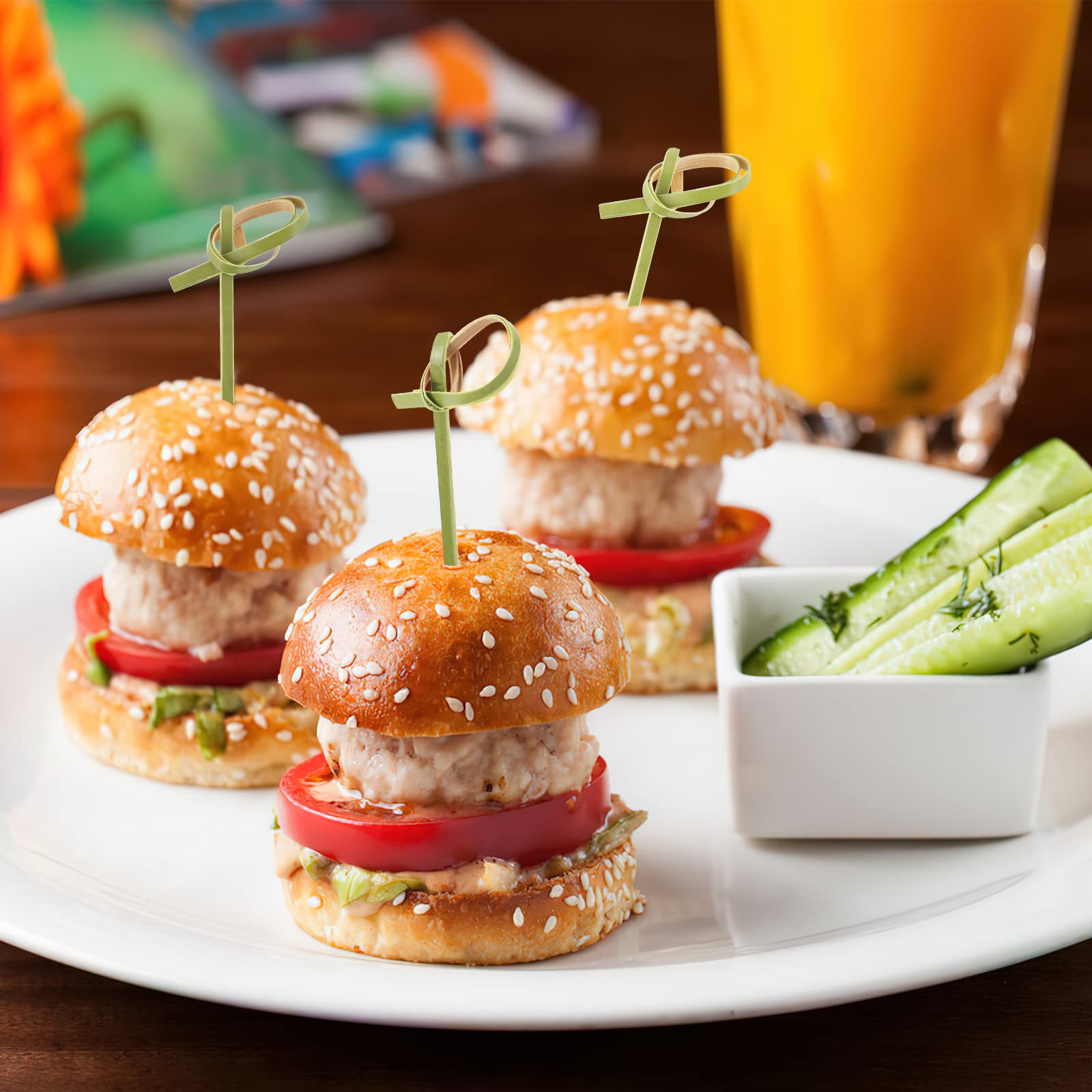 Bamboo Disposable Knot Picks 15cm Round Shape 50pc