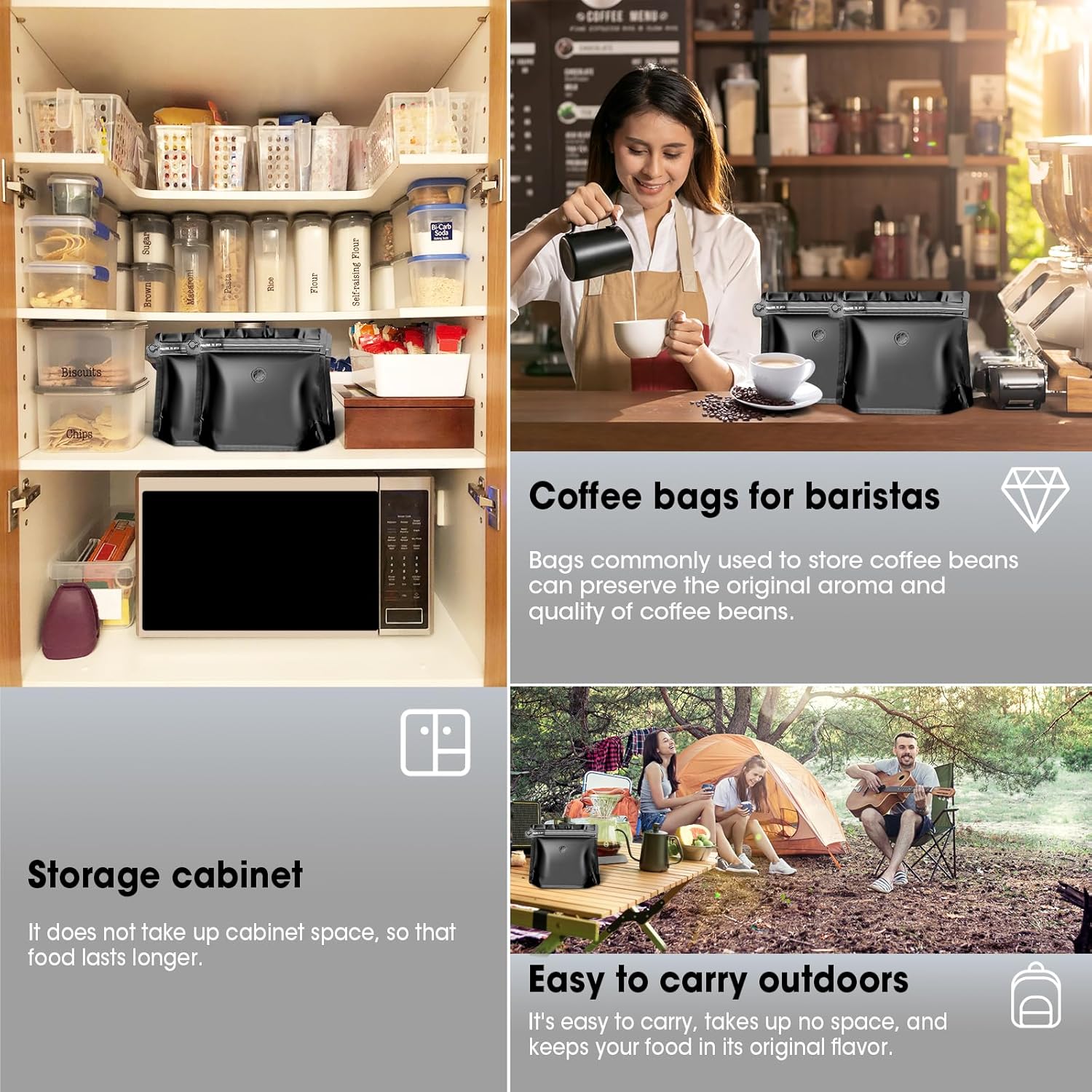 Aluminium Metalized Stand-up Damond Coffee Bean Pouch Bag - Vacuum Seal Pull-tab with Air Valve Resealable 10Pack