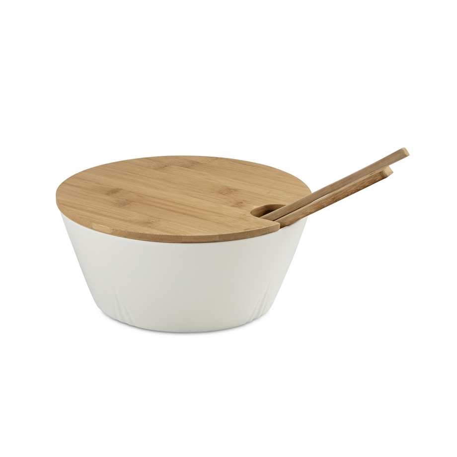 Salad Bowl Set with Bamboo Lid and Spoons