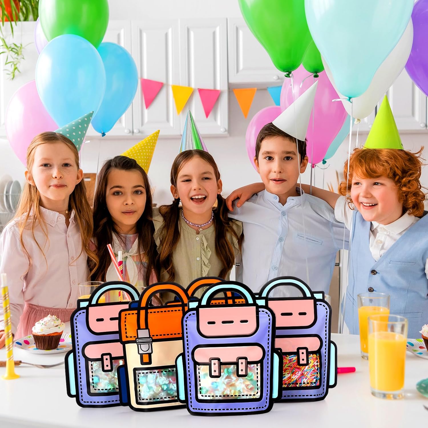 Backpack Zip Lock Goodie Bags Reusable 2D Print with Handle 10pack