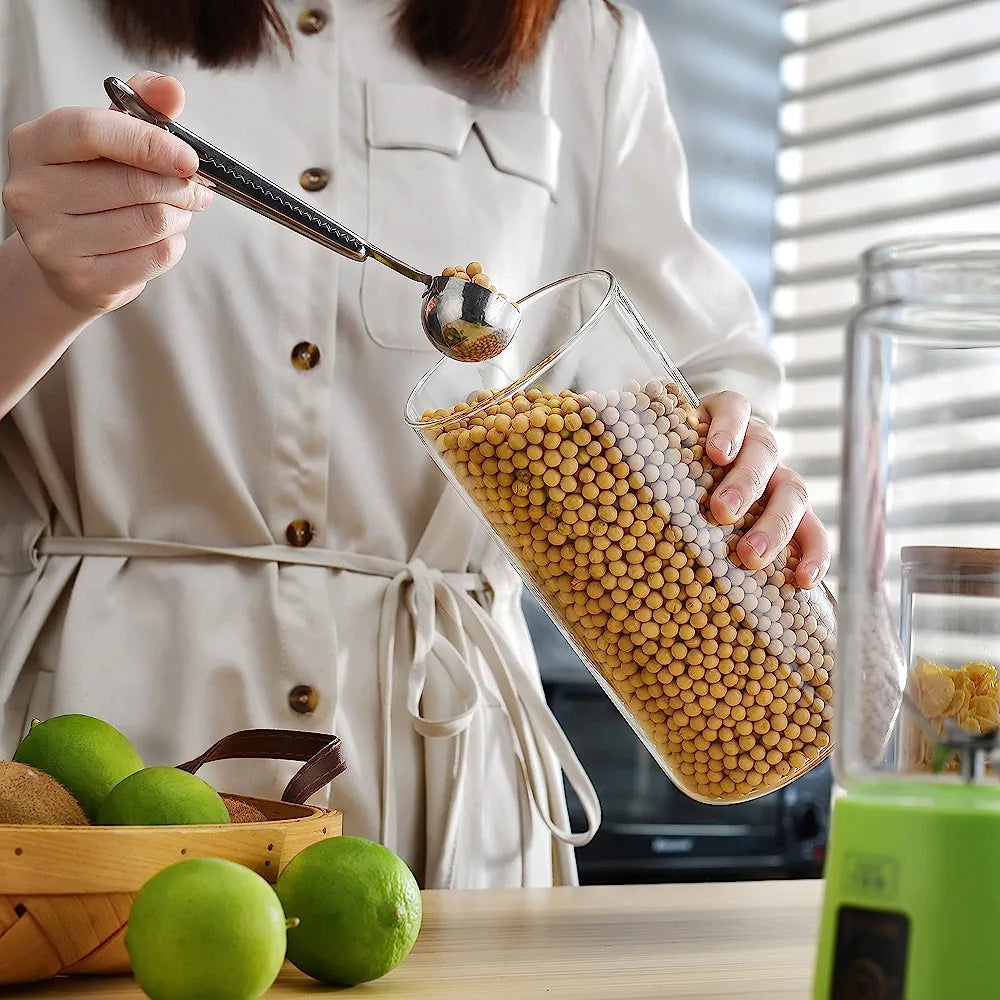 Borosilicate Glass Canister Storage Jar Round with Wooden Lid