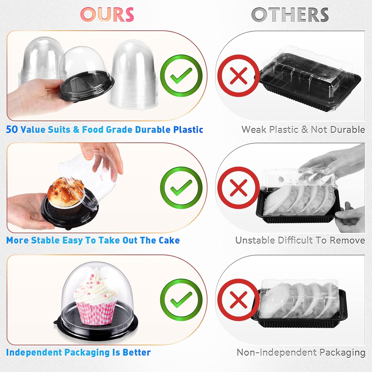 Mini Dessert Cupcake Dome & Base 10pack