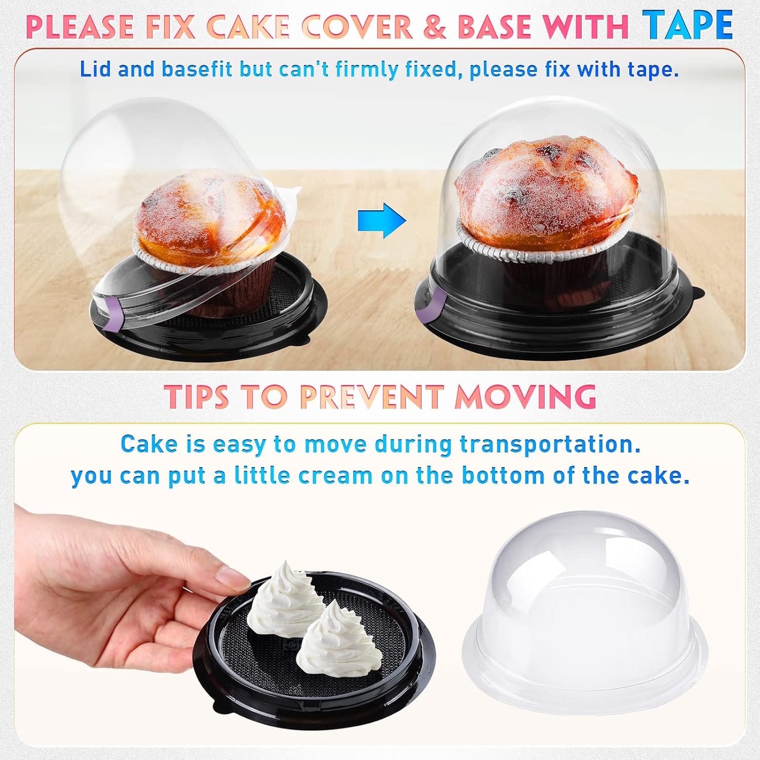 Mini Dessert Cupcake Dome & Base 10pack