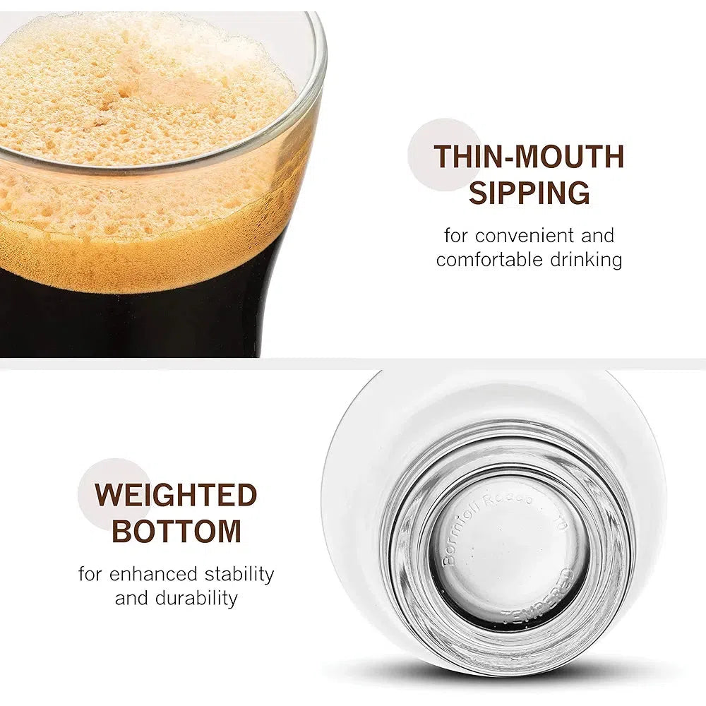 Oslo Glass Café Latte Coffee Mug 220ml with Metal Handle 4pack