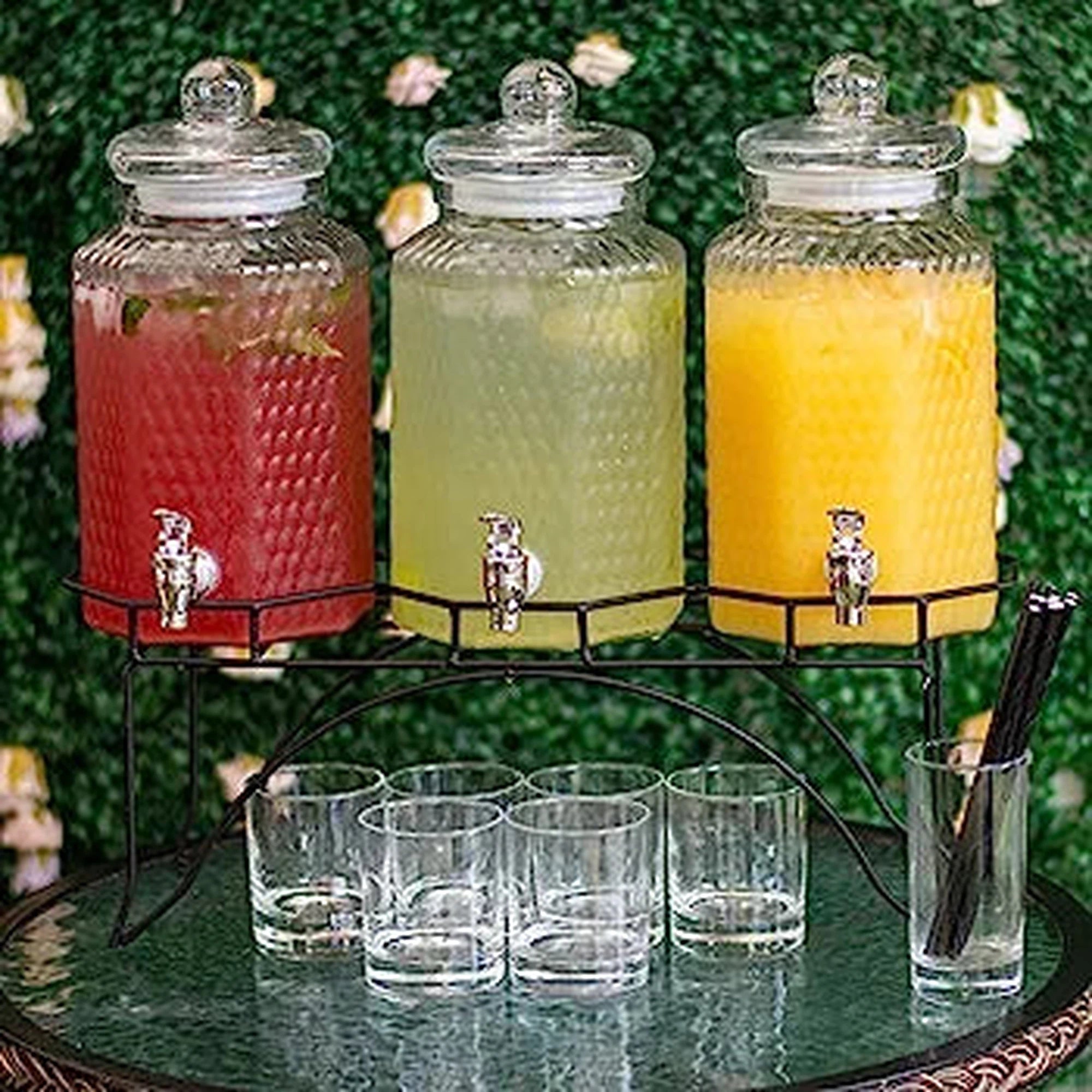 Beverage Dispenser 3L Glass 3pc Set with Stand 530