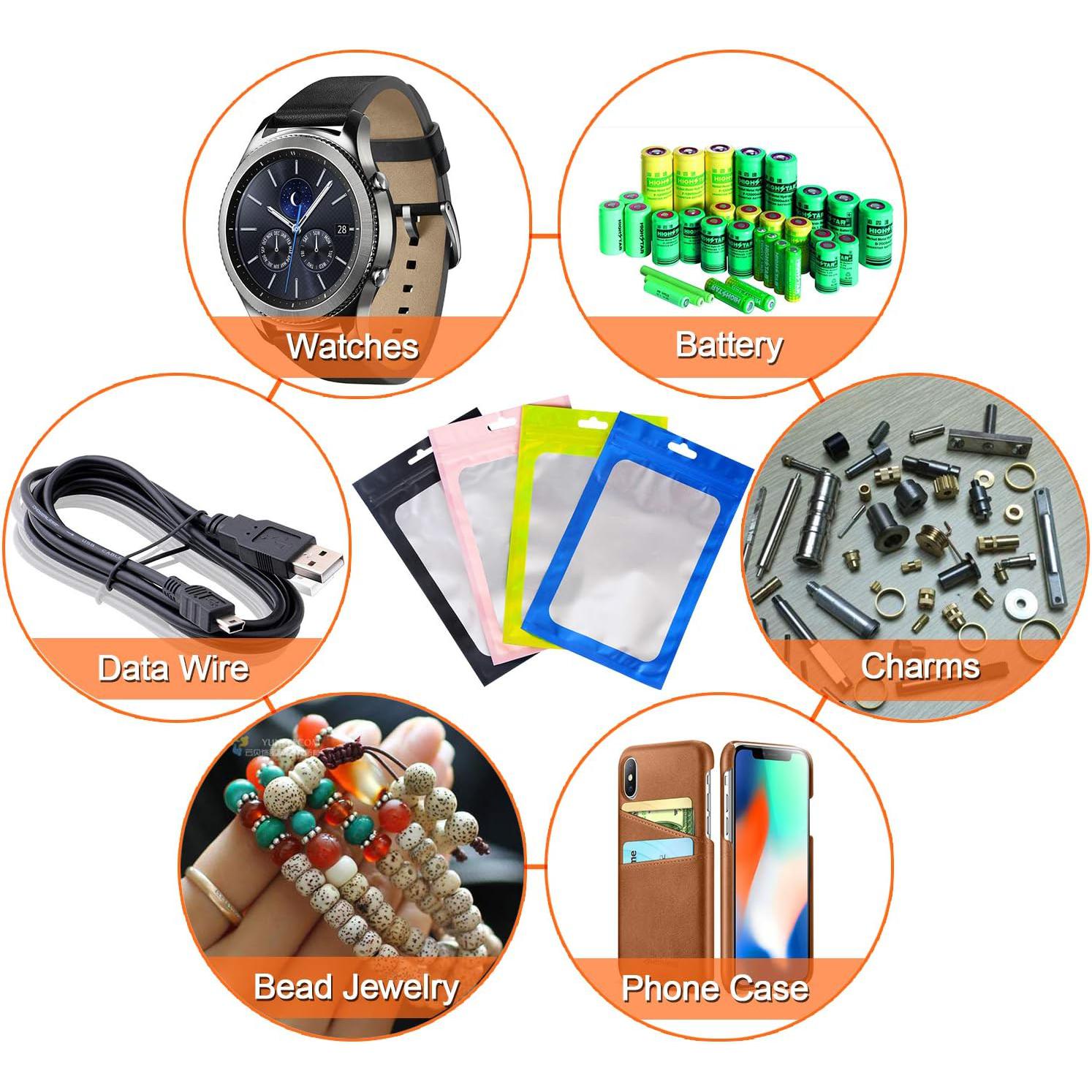 Resealable Mylar Pouch Bags Full Window Display with Euro Loop Punch Hanging Hole 10pack