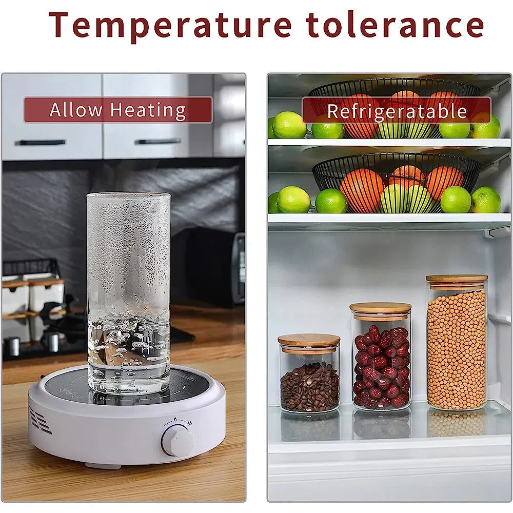 Borosilicate Glass Canister Storage Jar Round with Wooden Lid