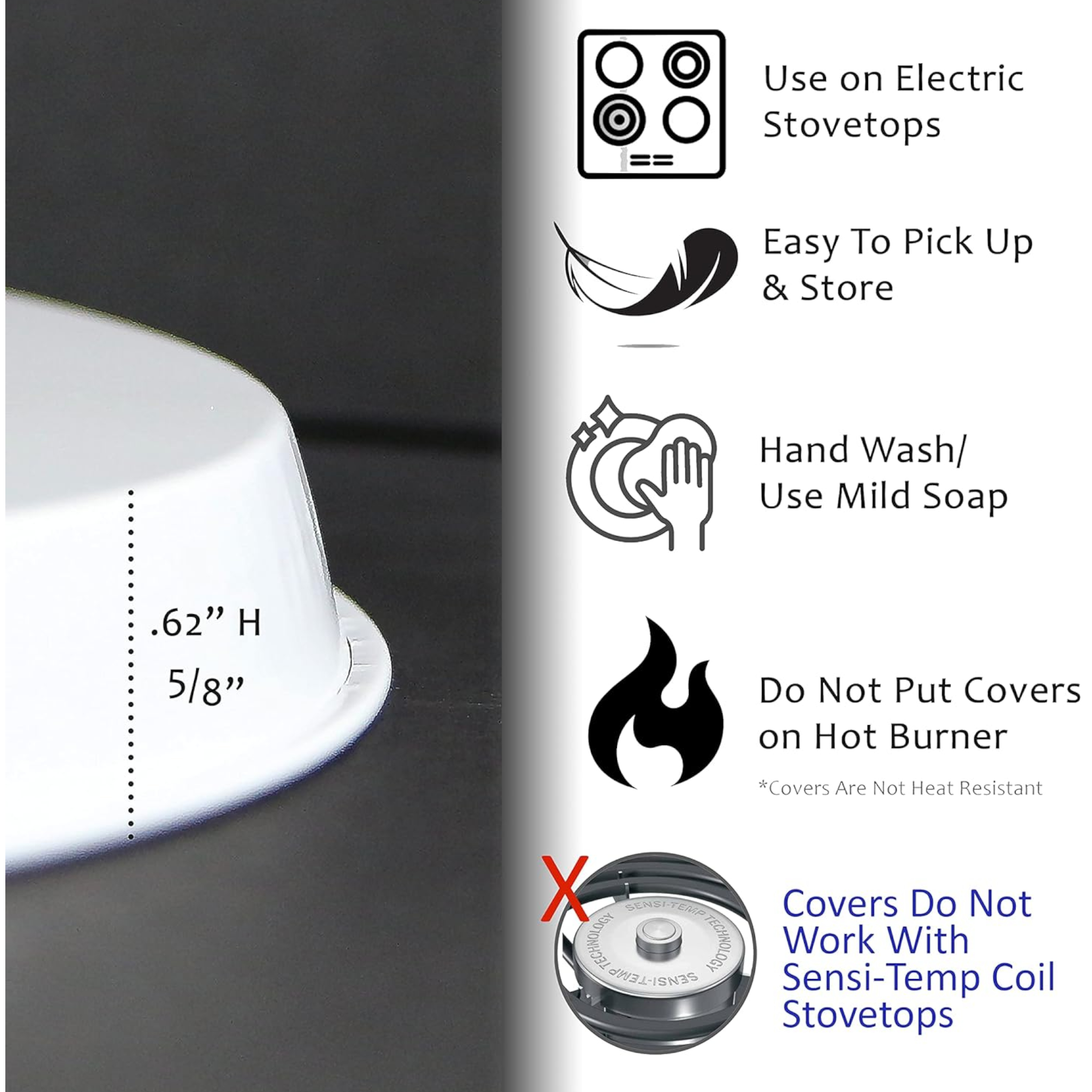 Stove Plate Covers Solid Stainless Steel 4pc