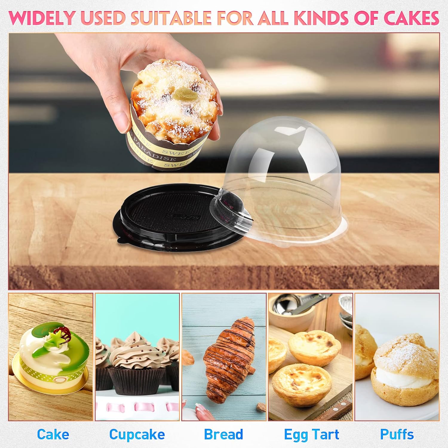 Mini Dessert Cupcake Dome & Base 10pack