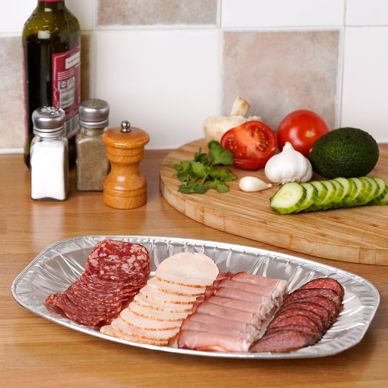 Aluminium Oval Catering Serving Tray with Dome 385x260x21mm