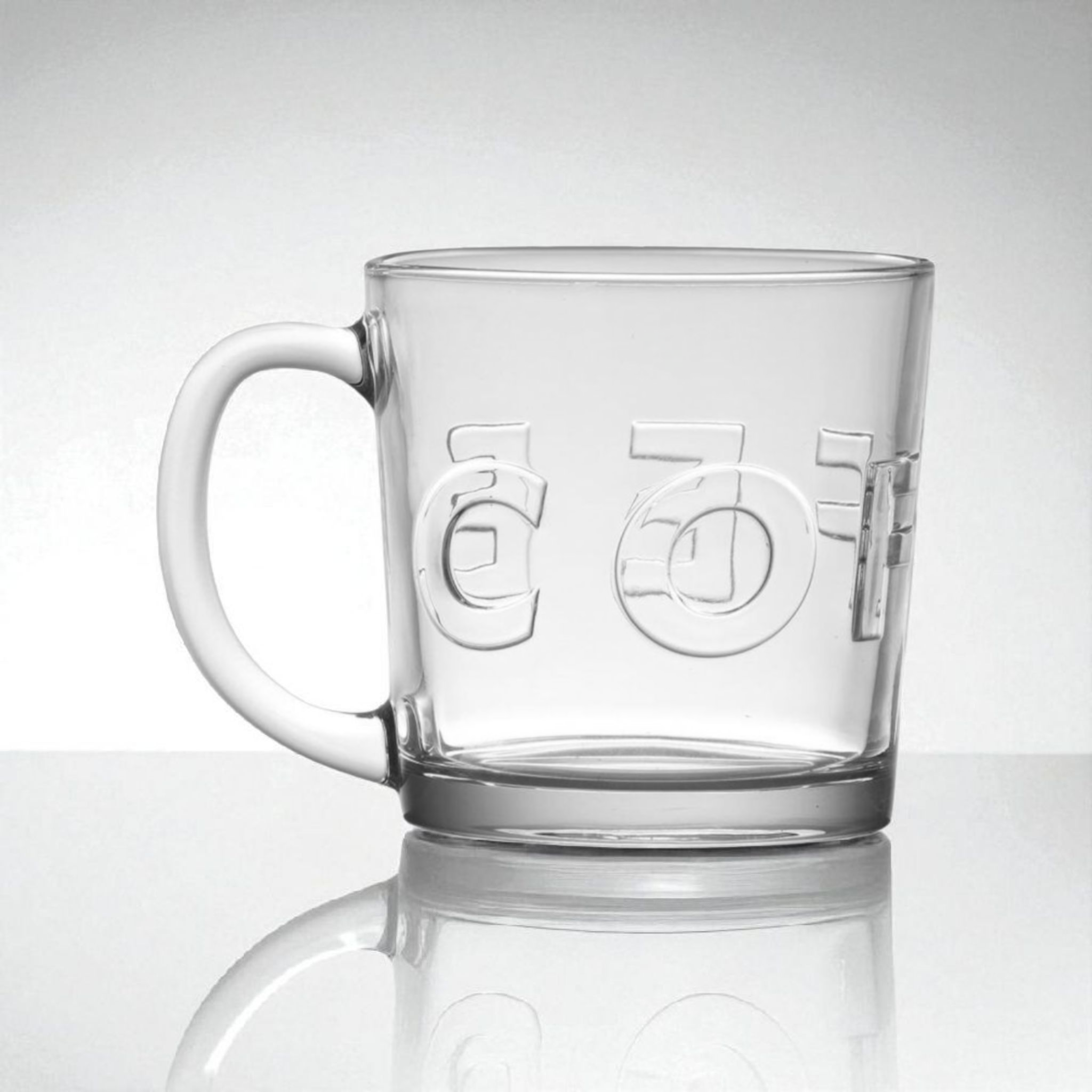 Regent Glass Coffee Mug 380ml Embossed 4pack