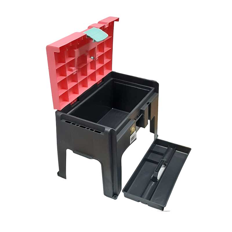 Big Jim Step Stool Toolbox 3-in-1 with Orange Lid