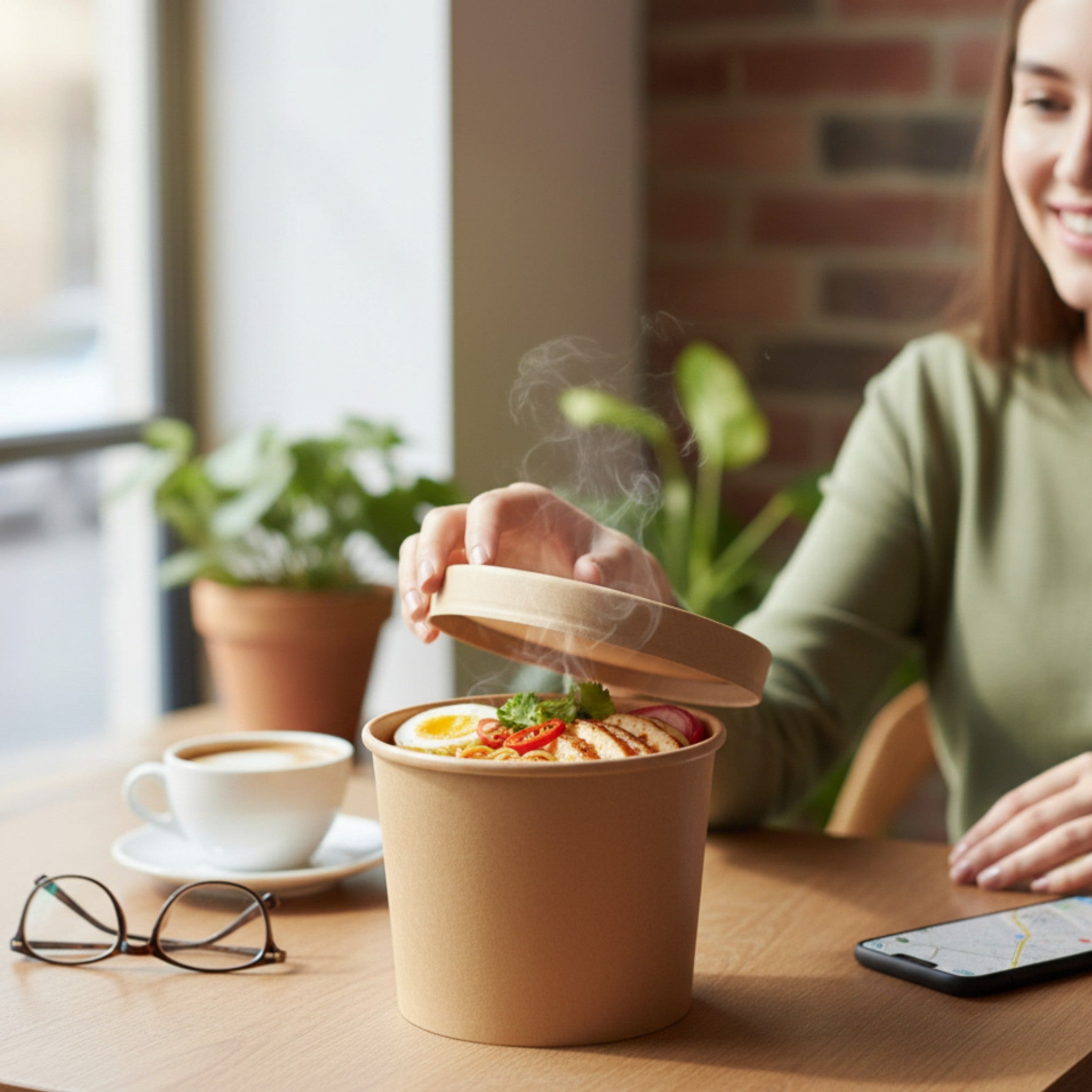 Kraft Paper Double Wall Ice Cream Cup 350ml Vintage Kraft Tubs with Vented Lid 10pack