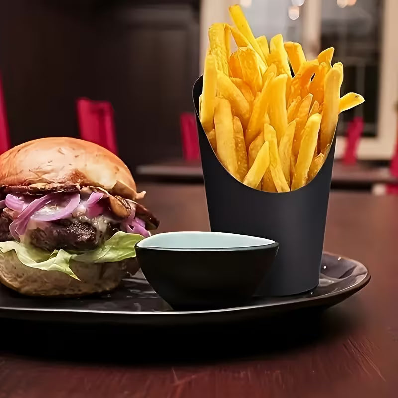 Black Kraft Paper French Fry Chip Cup Large 11.8x6cm 10pack