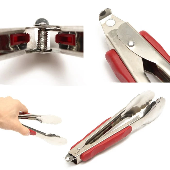 BBQ Braai Tong Stainless Steel with Plastic Grip Handle 36.4cm