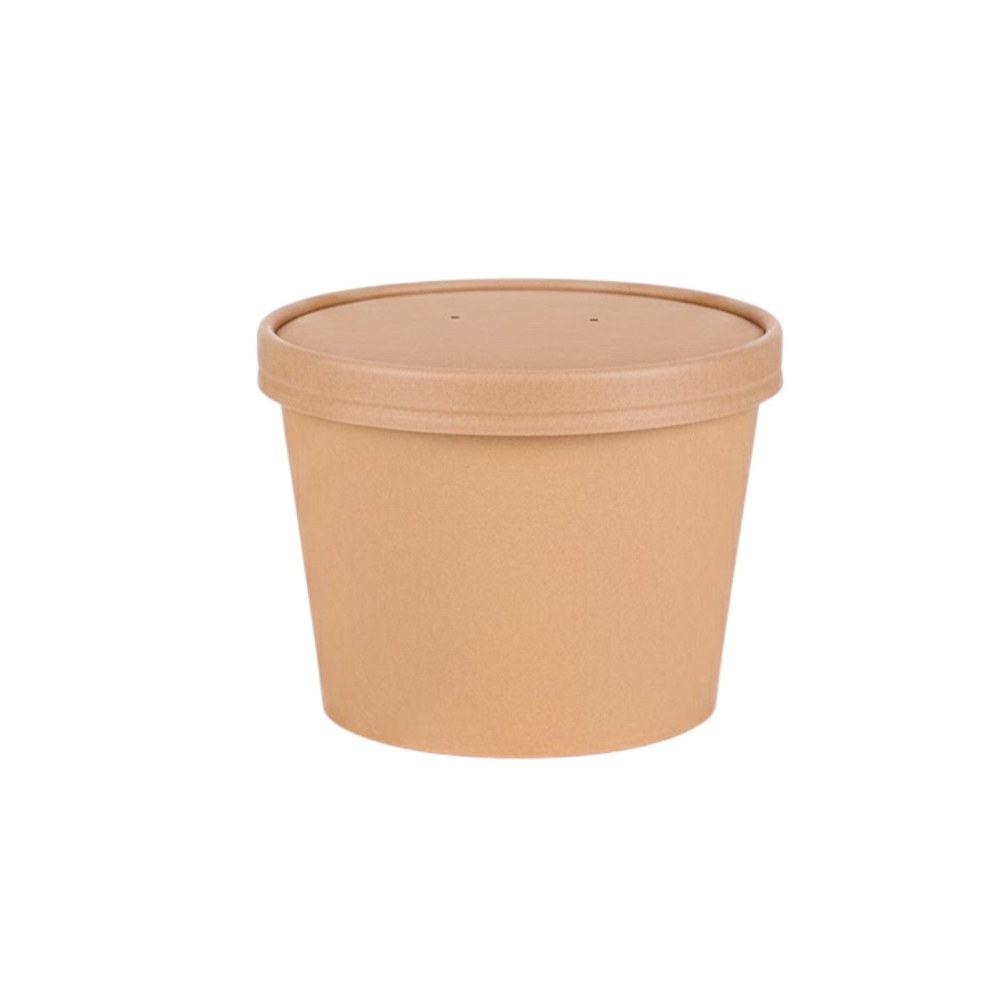Kraft Paper Double Wall Ice Cream Cup 230ml Vintage Kraft Tubs with Vented Lid 10pack