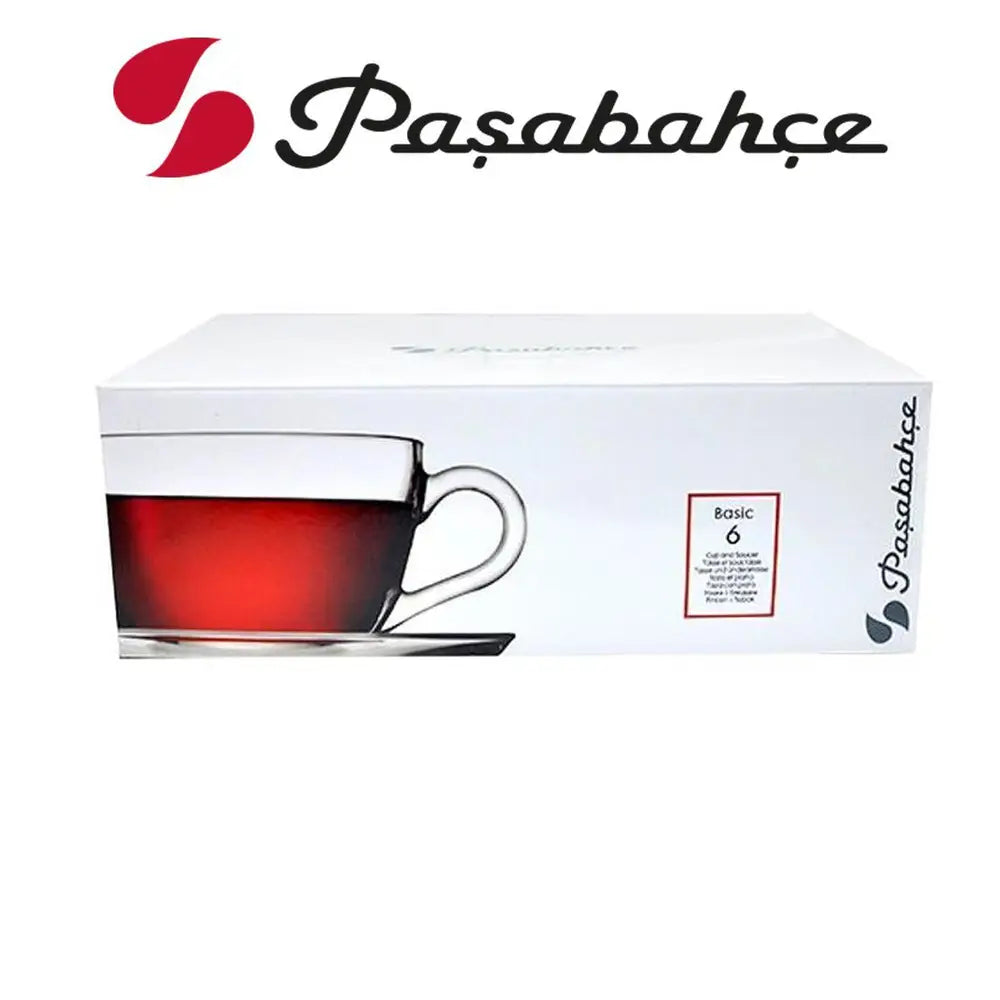 Pasabahce Glass Tea Cup and Saucer 238ml 6Pcs 24027