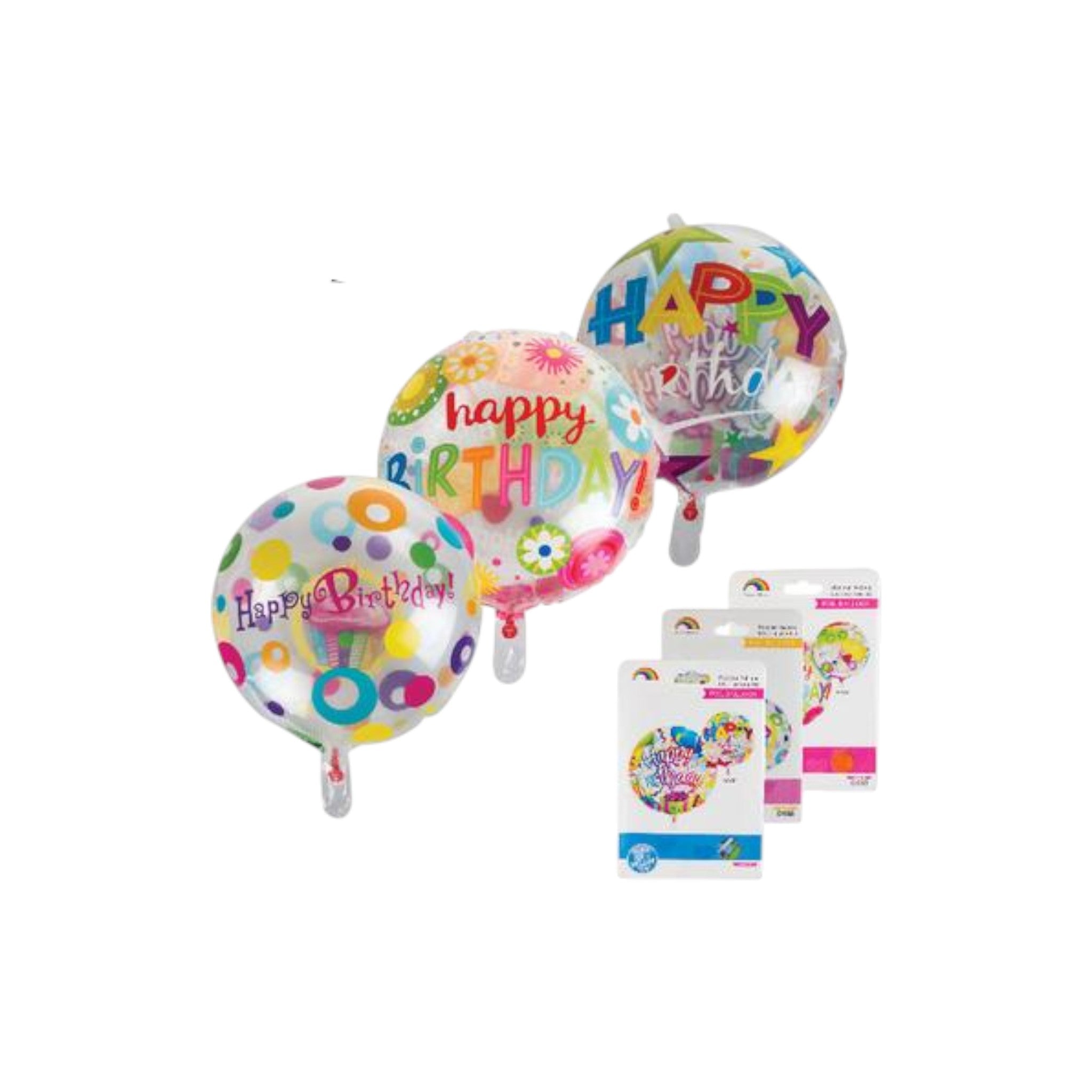 Helium Balloon Clear 45cm Patterned Happy Birthday 1pc
