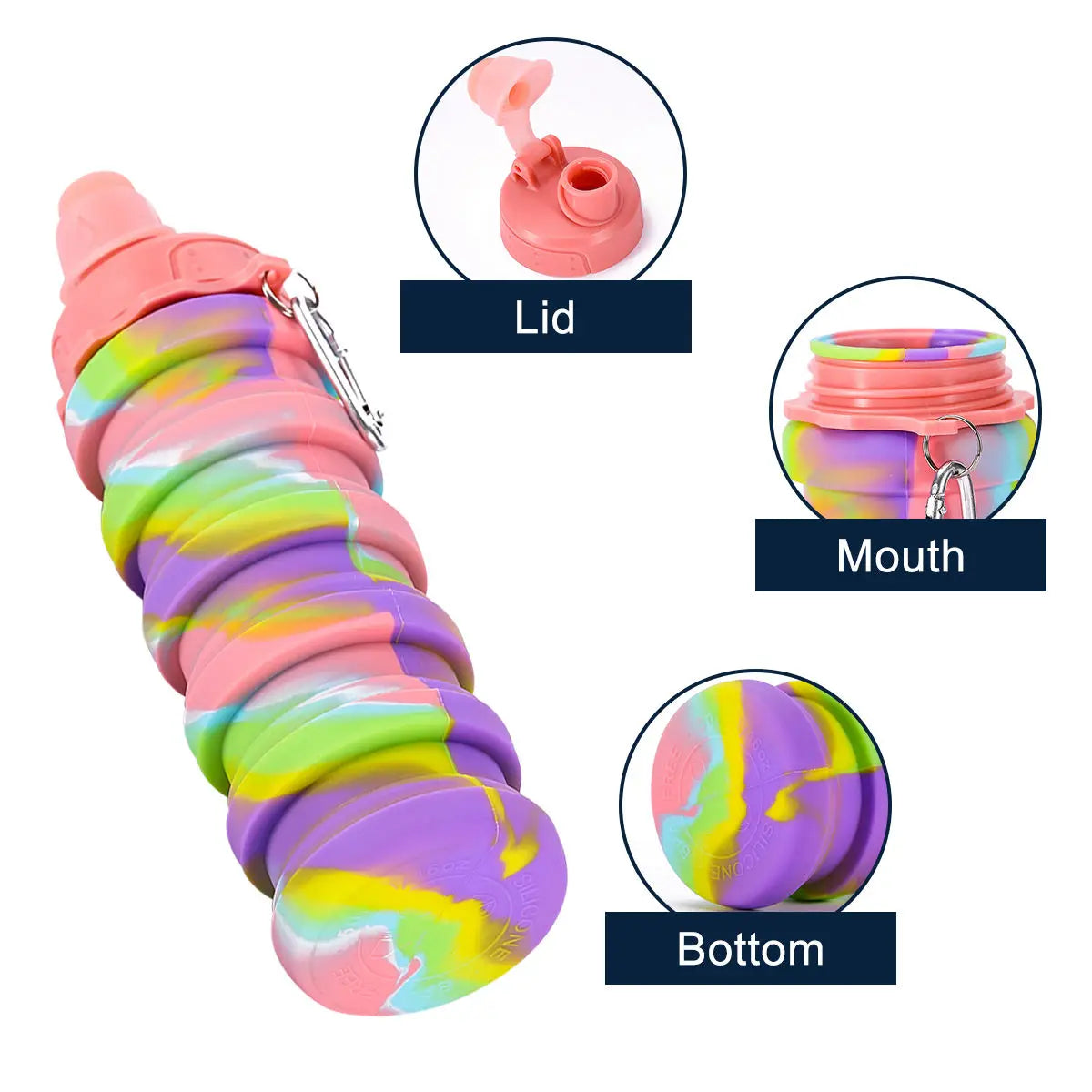 Silicone Collapsible Adjustable Water Drinking Bottle 13.5x7cm