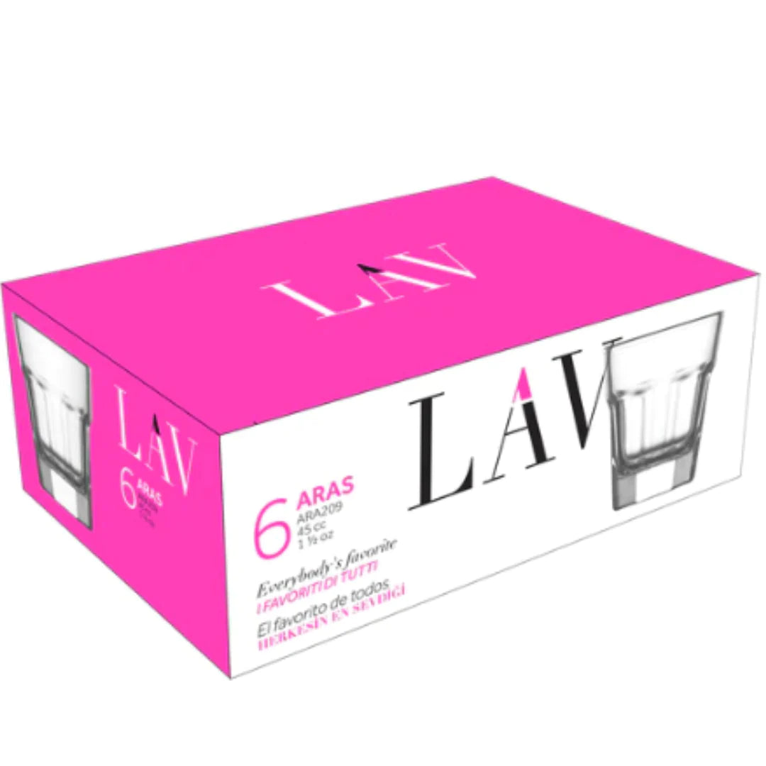 LAV Shot Glass 45ml Aras Tot Measure 6pack SGN1579