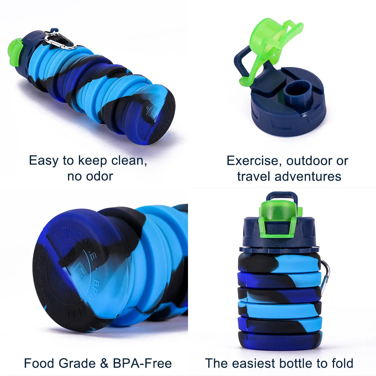 Silicone Collapsible Adjustable Water Drinking Bottle 13.5x7cm