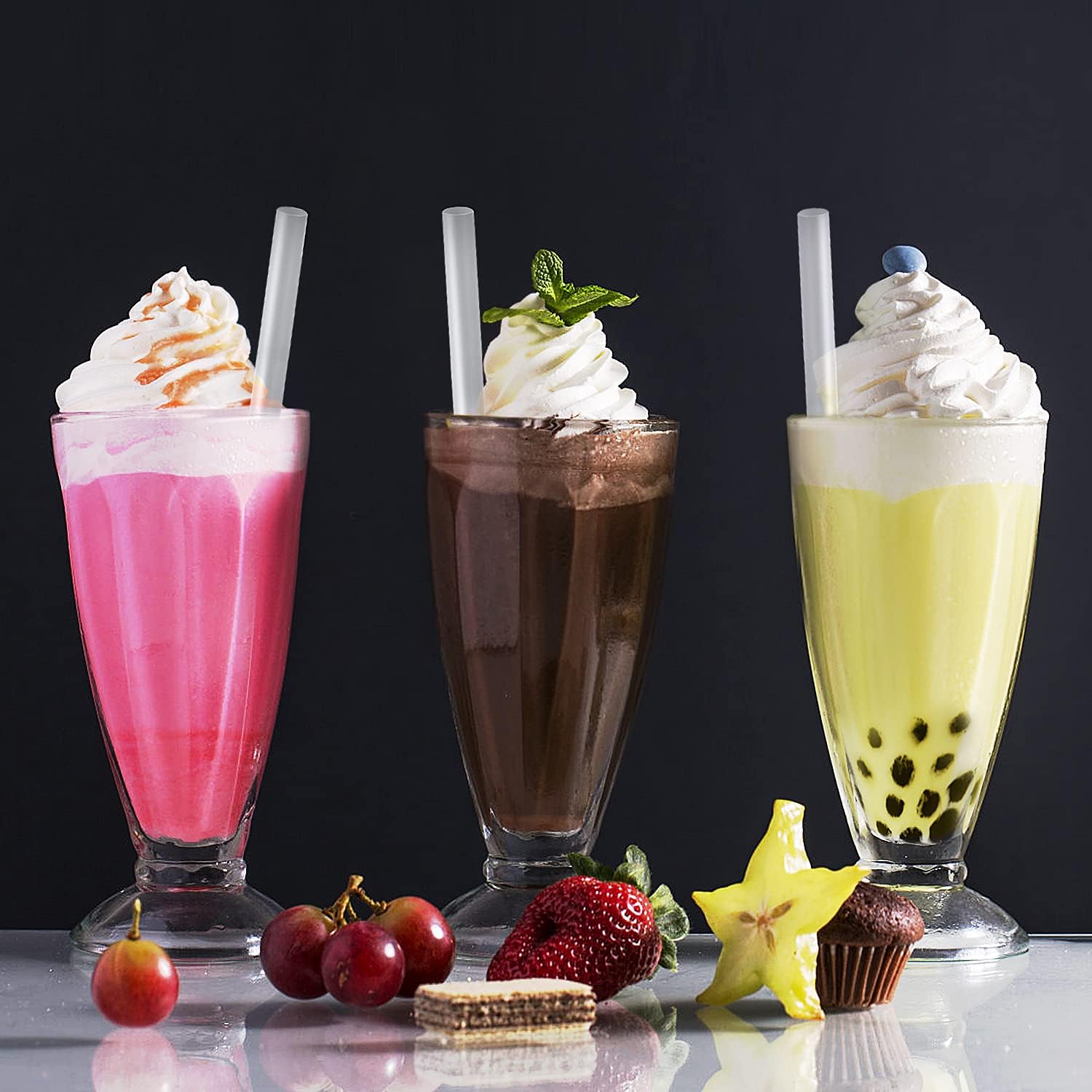 Bubble Tea Boba Clear Straws Plastic Clear 11mmx19cm 100pack