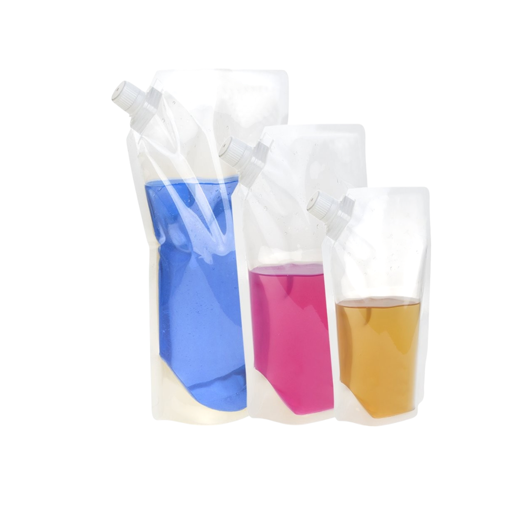Drinking Pouch Bag Clear with Side Spout 100mic Stand-Up Resealable Beverage Packaging