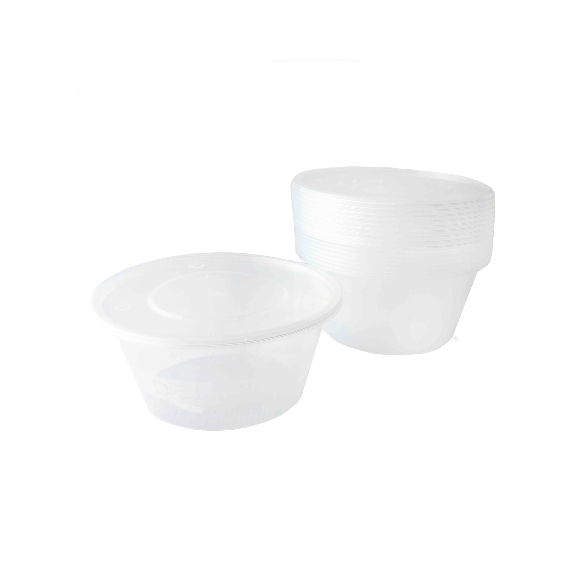 Disposable Takeaway Food Round Storage Container - Clear Plastic Reusable Leakproof with Lid 10pack