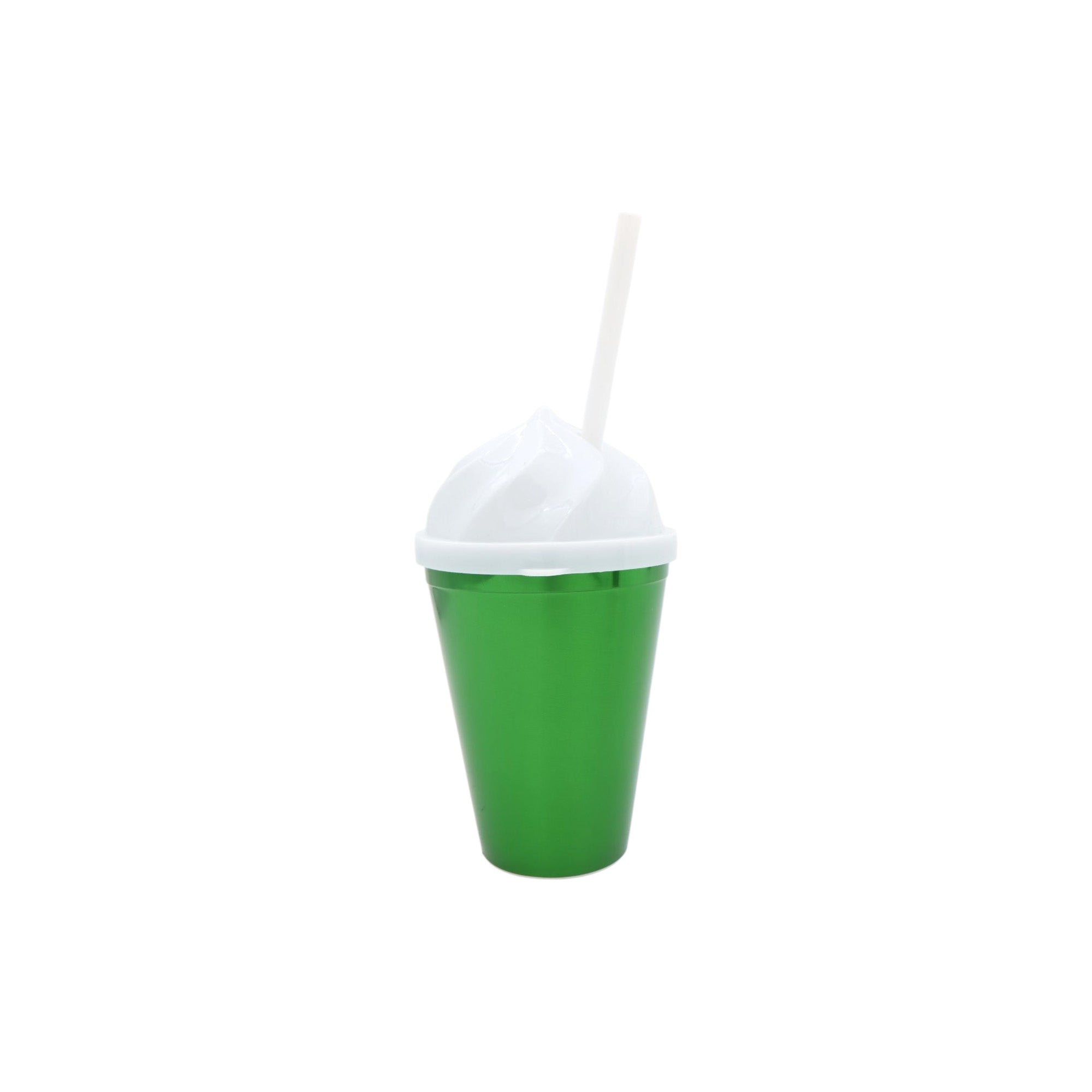 420ml Plastic Smoothie Drinking Tumbler with Ice Cream Shaped Dome Lid & Straw