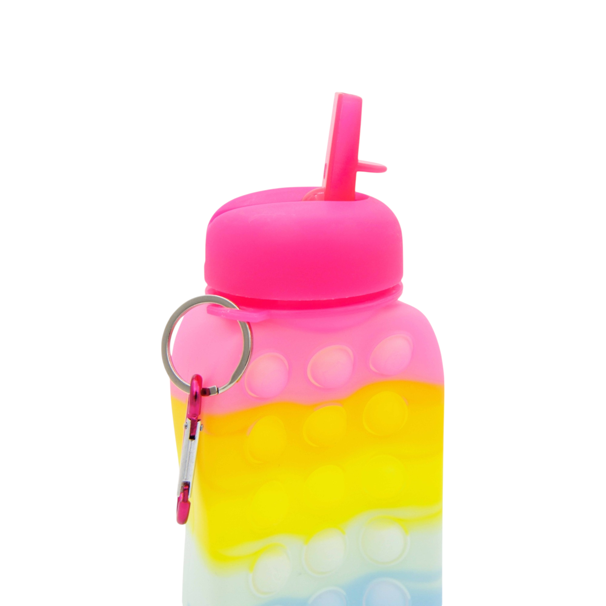 Squeezable Colourful Silicone Bubble Water Leak-Proof Bottle for Kids 500ml