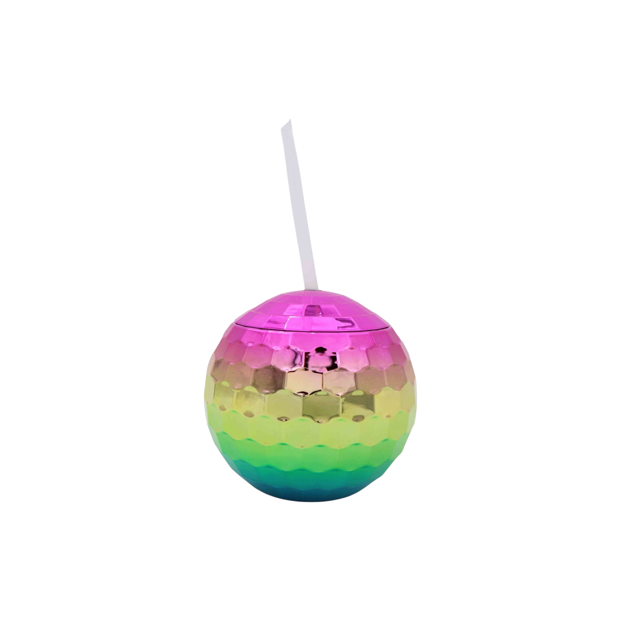 350ml Rainbow Disco Ball Smoothie Cup Tumbler with Straw