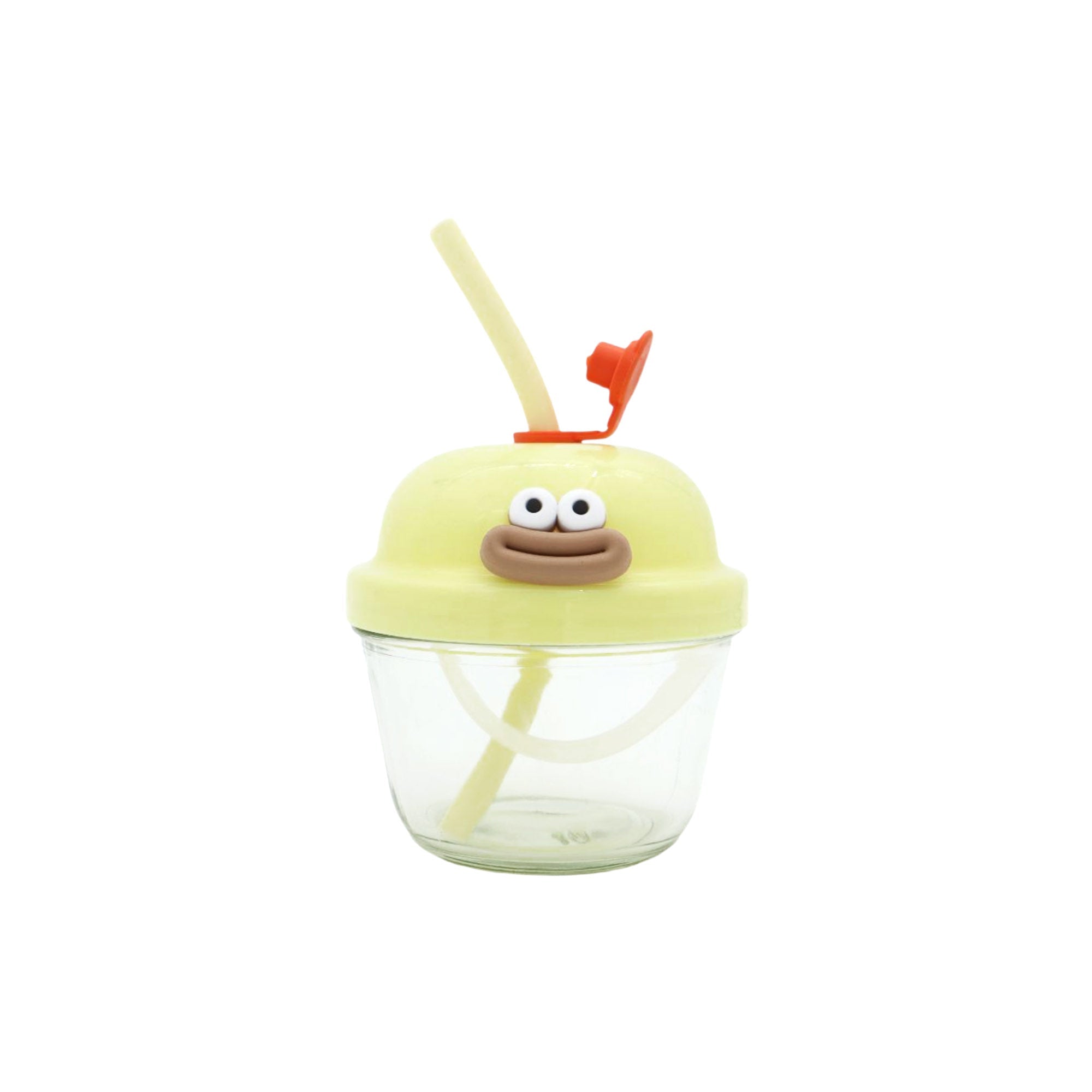 210ml Creative Mini Cute Cartoon Glass Cup with Straw 10cm