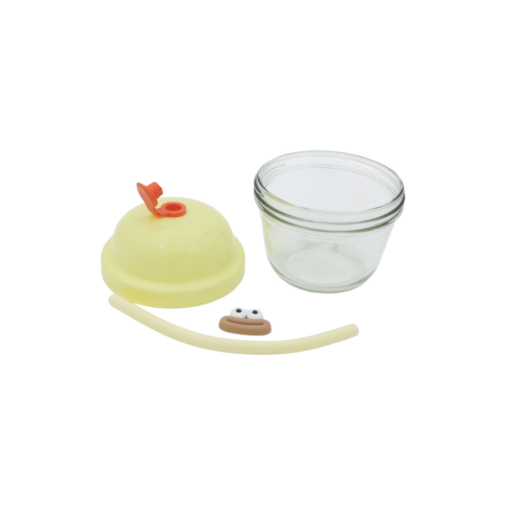 210ml Creative Mini Cute Cartoon Glass Cup with Straw 10cm