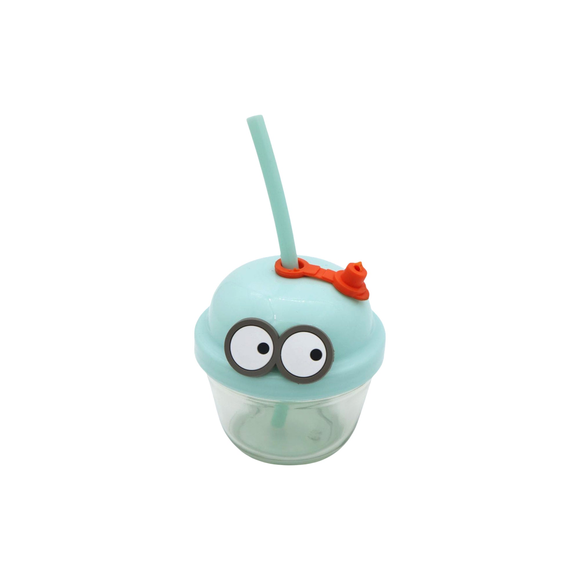 210ml Creative Mini Cute Cartoon Glass Cup with Straw 10cm