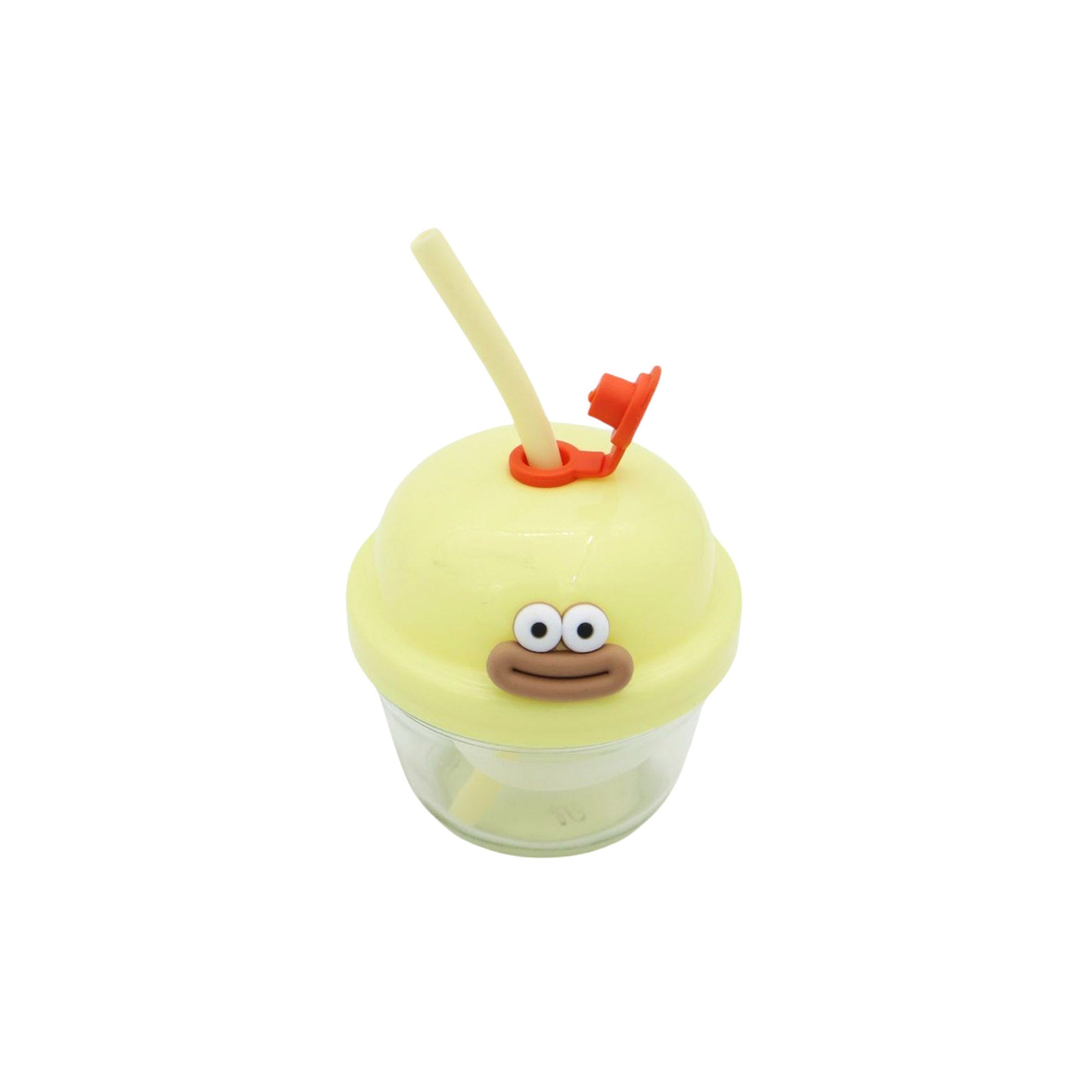 210ml Creative Mini Cute Cartoon Glass Cup with Straw 10cm