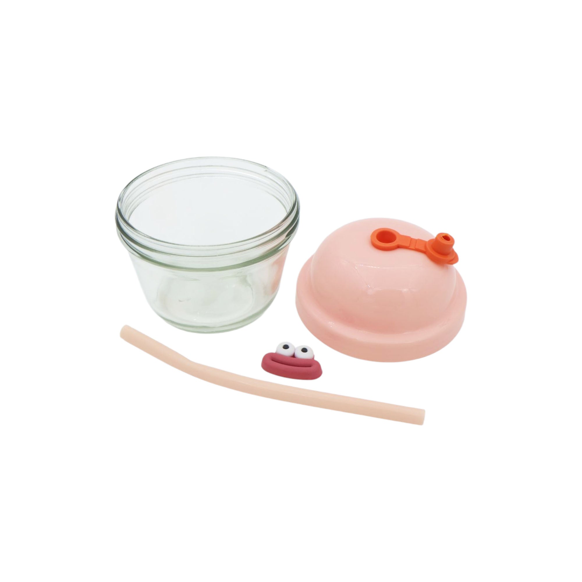 210ml Creative Mini Cute Cartoon Glass Cup with Straw 10cm