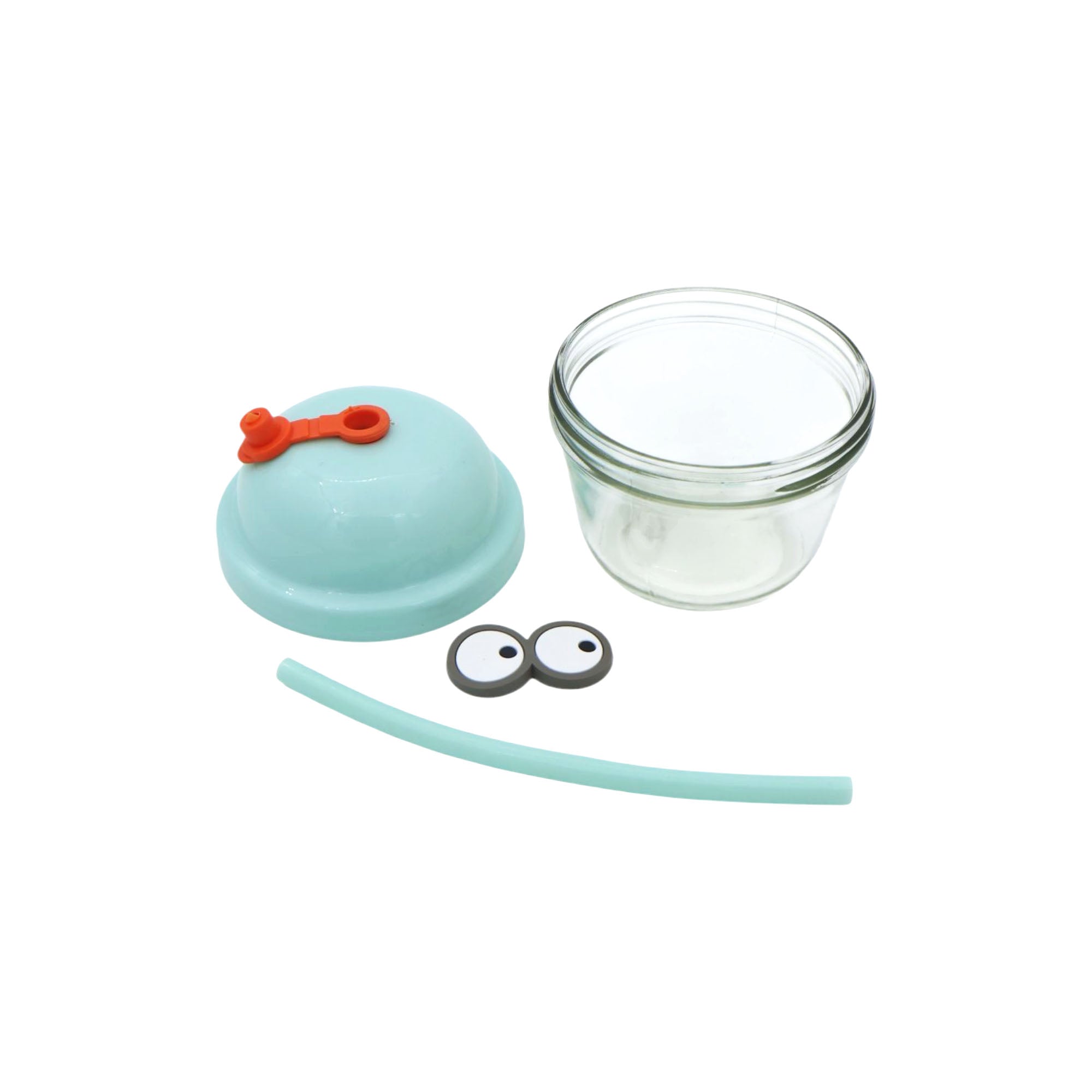 210ml Creative Mini Cute Cartoon Glass Cup with Straw 10cm