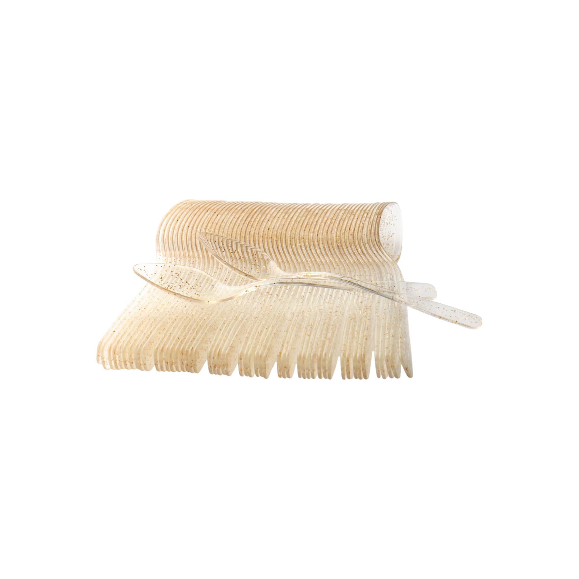 Acrylic Gold Glitter Disposable Dessert Spoon Clear 9.5x2cm 100pack