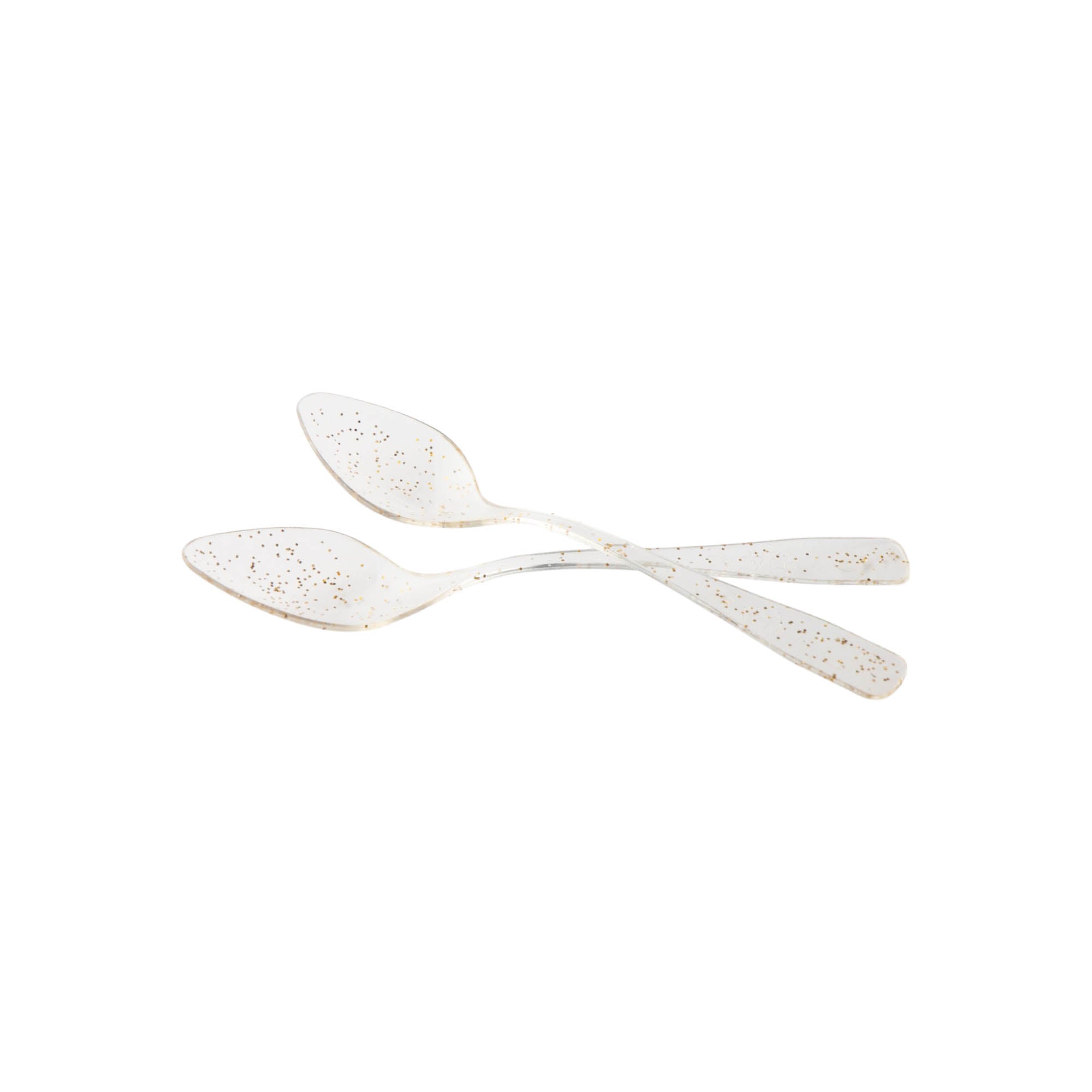 Acrylic Gold Glitter Disposable Dessert Spoon Clear 9.5x2cm 100pack