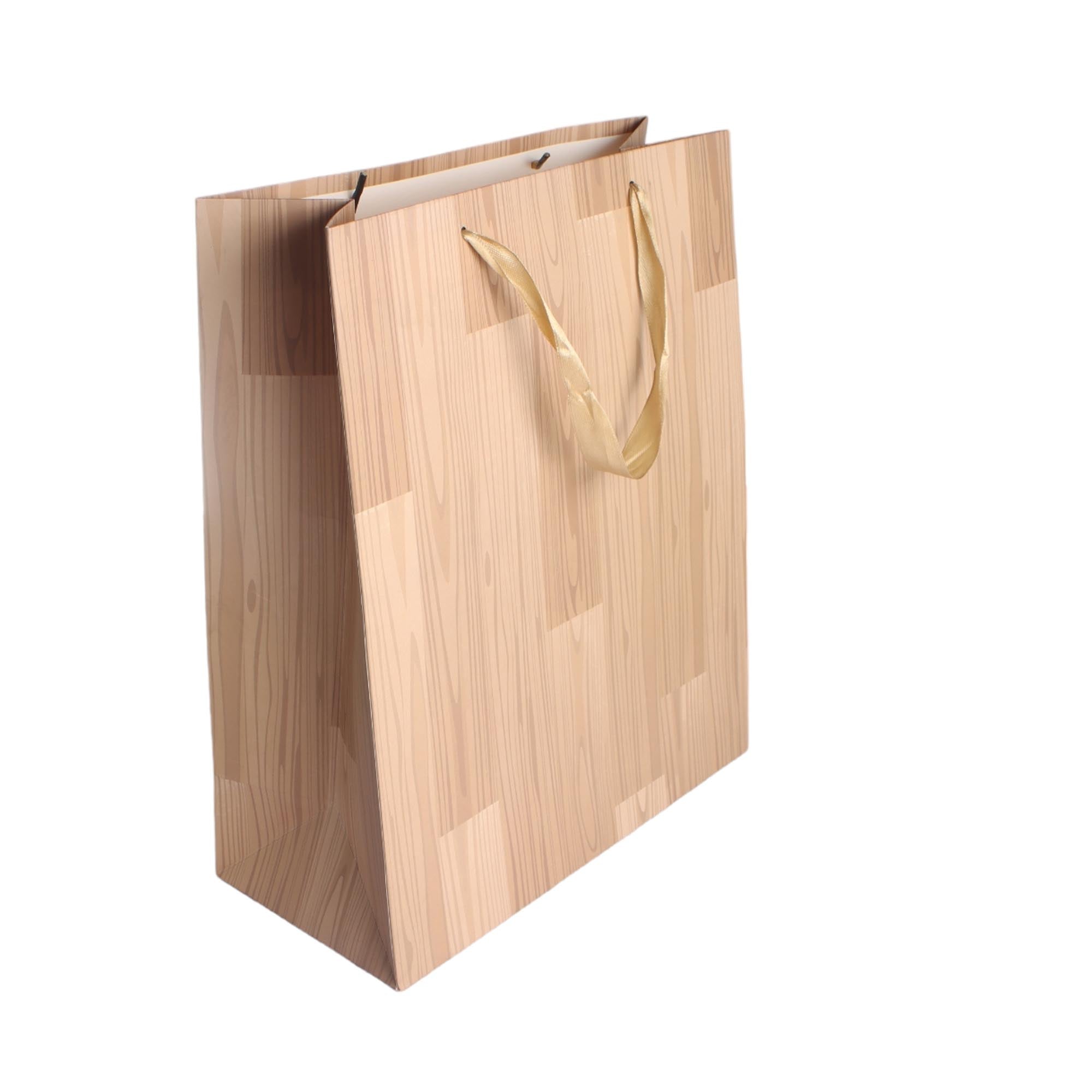 Designer Gift Paper Bag Wood Textured 14.5x5.5cm Small