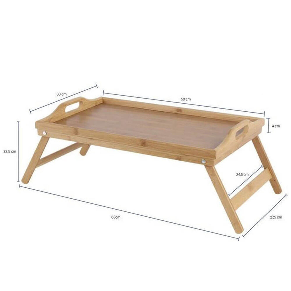 EH Breakfast Serving Tray Bamboo Natural with Folding Legs Edu Desk 21009