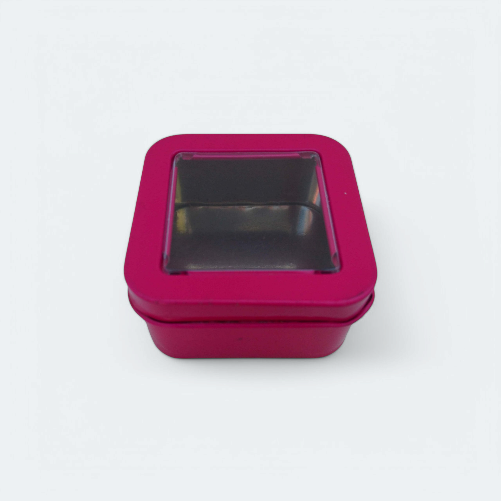 Gift Box Tin Square Metal with Clear Face Window Top