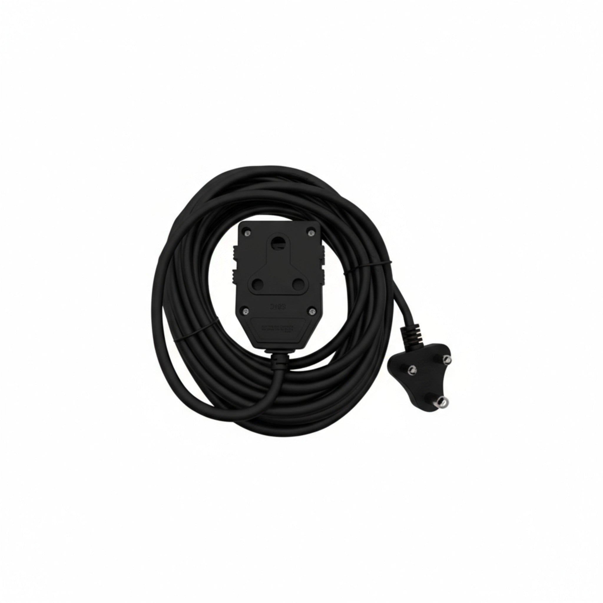 20m 10amp Extension Cord Black with Double Coupler