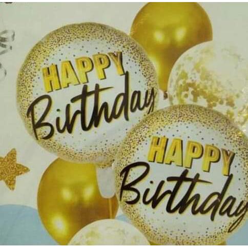 Happy Birthday Printed Gold Balloon 7pcs Set