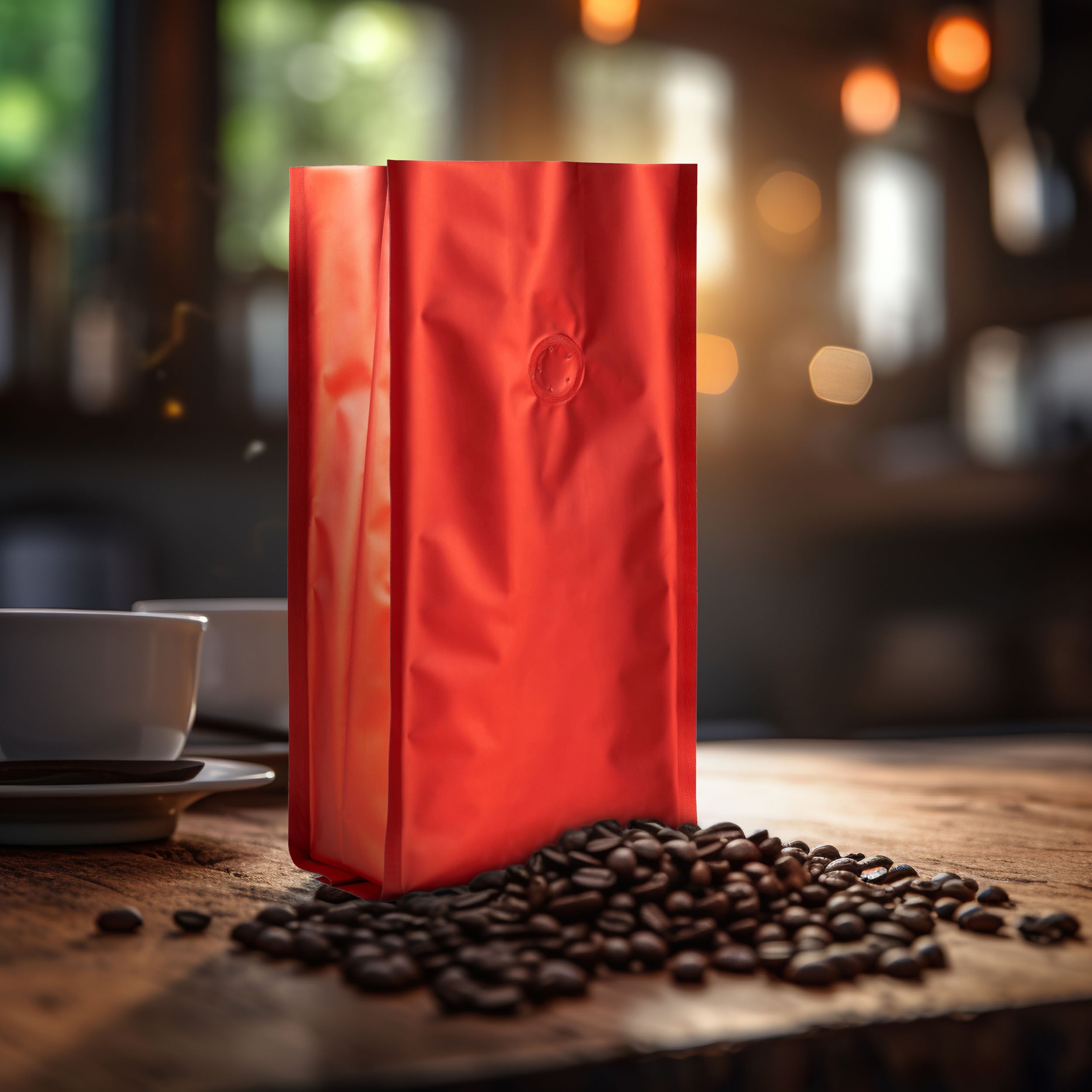 Aluminium Metalized Foil Stand-up Coffee Bag with Valve - Side Gusset & Flat Bottom 10pc