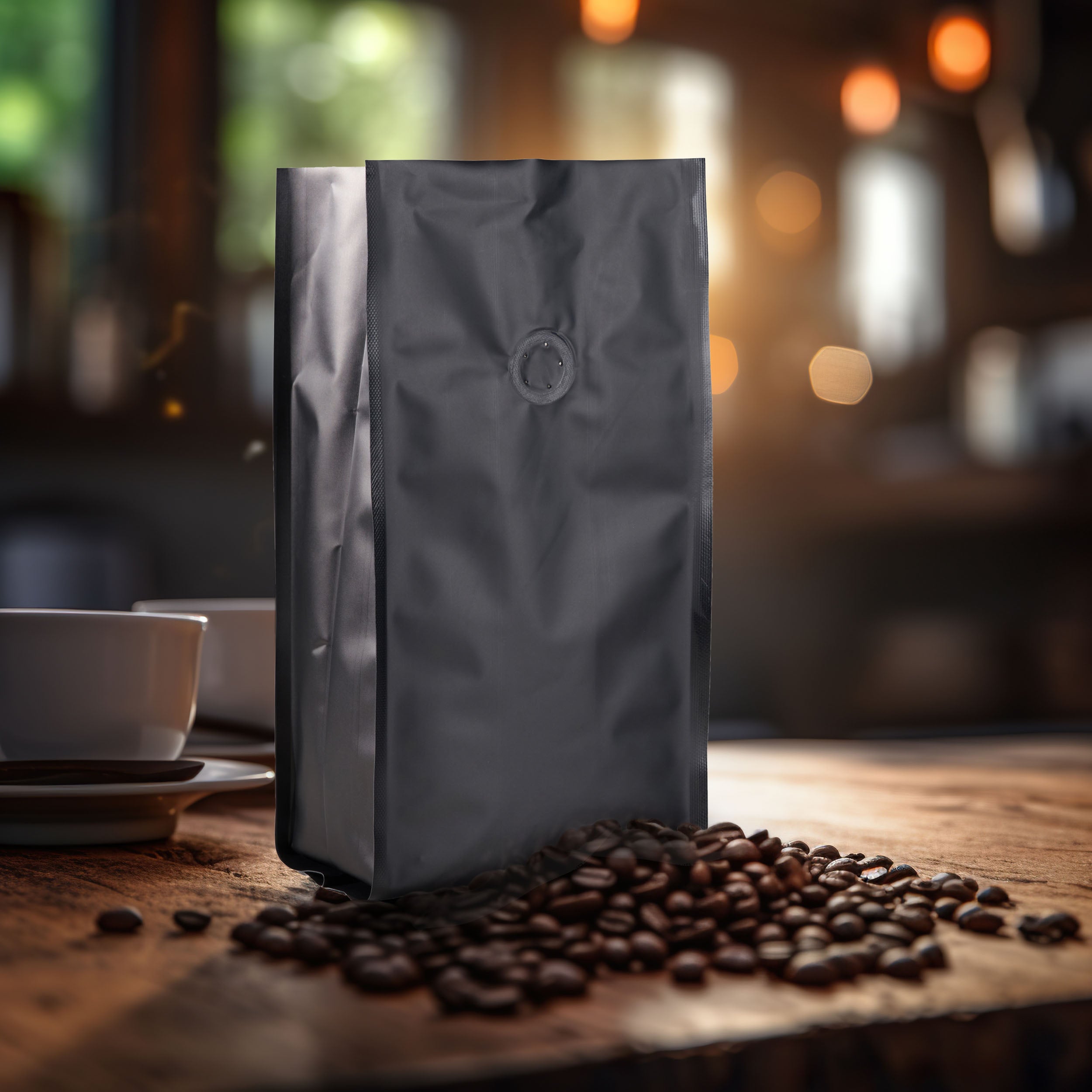 Aluminium Metalized Foil Stand-up Coffee Bag with Valve - Side Gusset & Flat Bottom 10pc