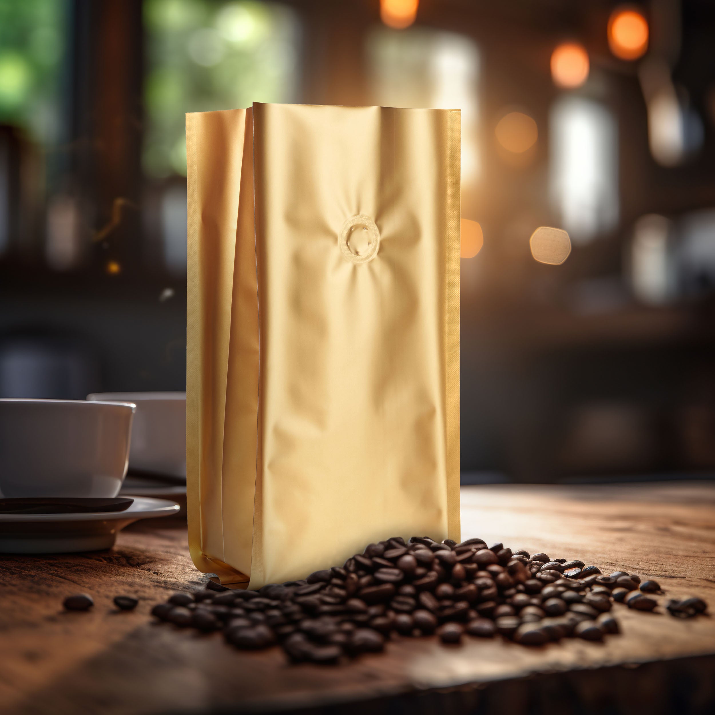 Aluminium Metalized Foil Stand-up Coffee Bag with Valve - Side Gusset & Flat Bottom 10pc