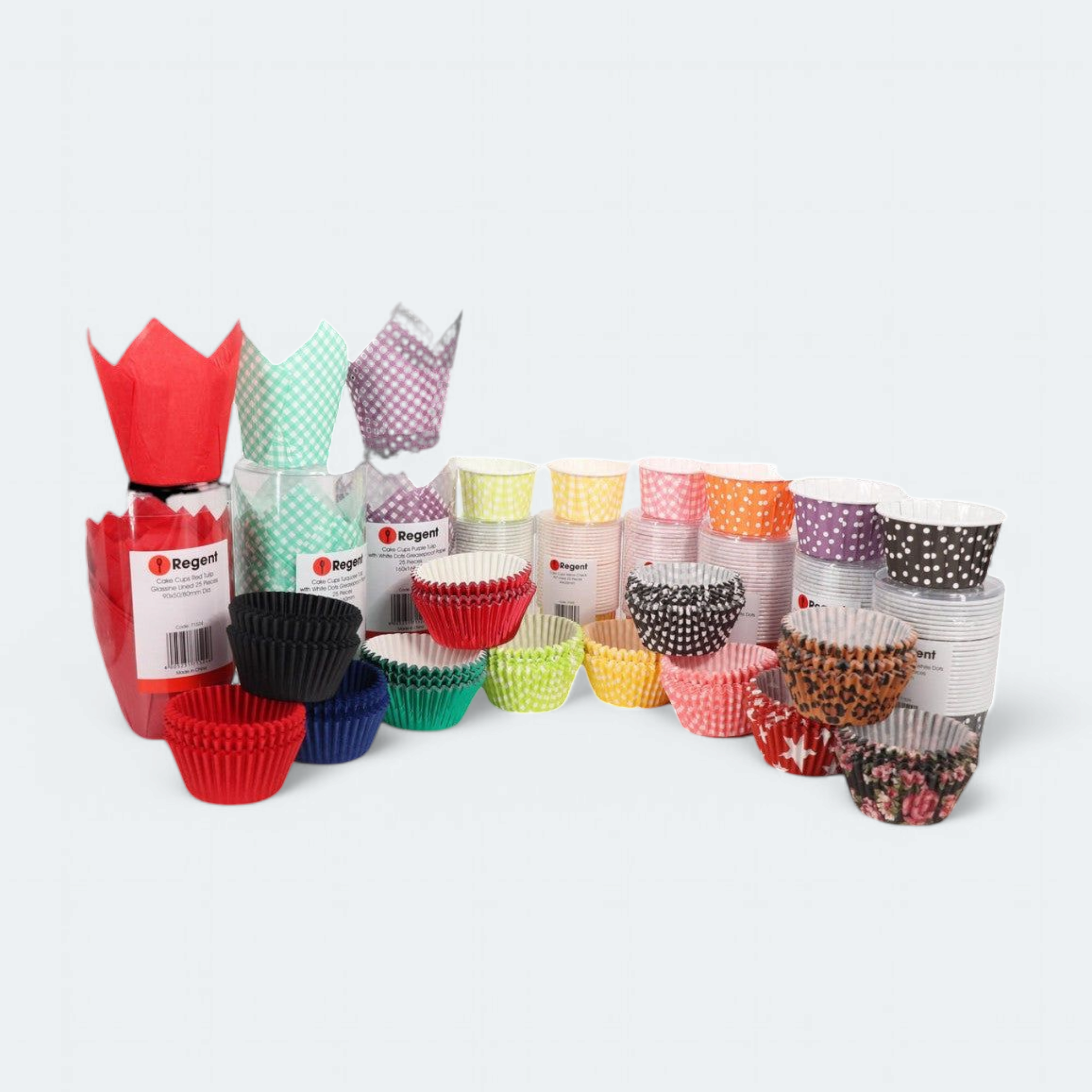 Regent Cake Cups Red Glassline Paper 50pack 71519