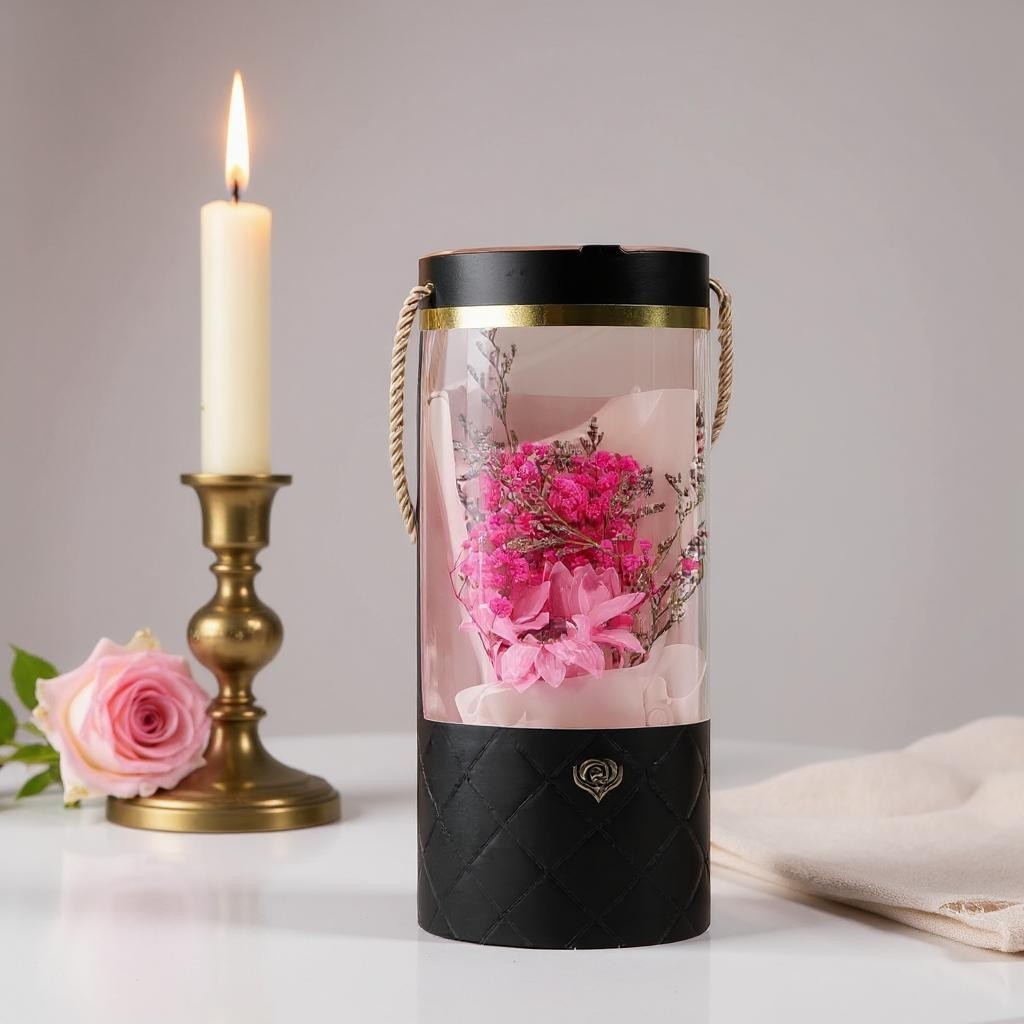 Florist Gift Tube Box with Transparent PVC Window 10x5x27.5cm 1pc